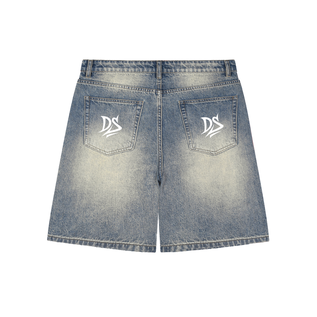 Faded Distressed Baggy Denim Shorts