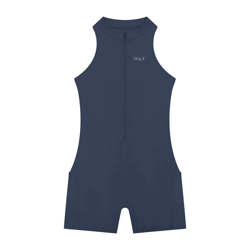 DeLuX Women’s Quarter-Zip Yoga Romper