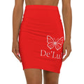 Red Butterfly "De'LuX" Pencil Skirt — Women's Mid-Waist Chic