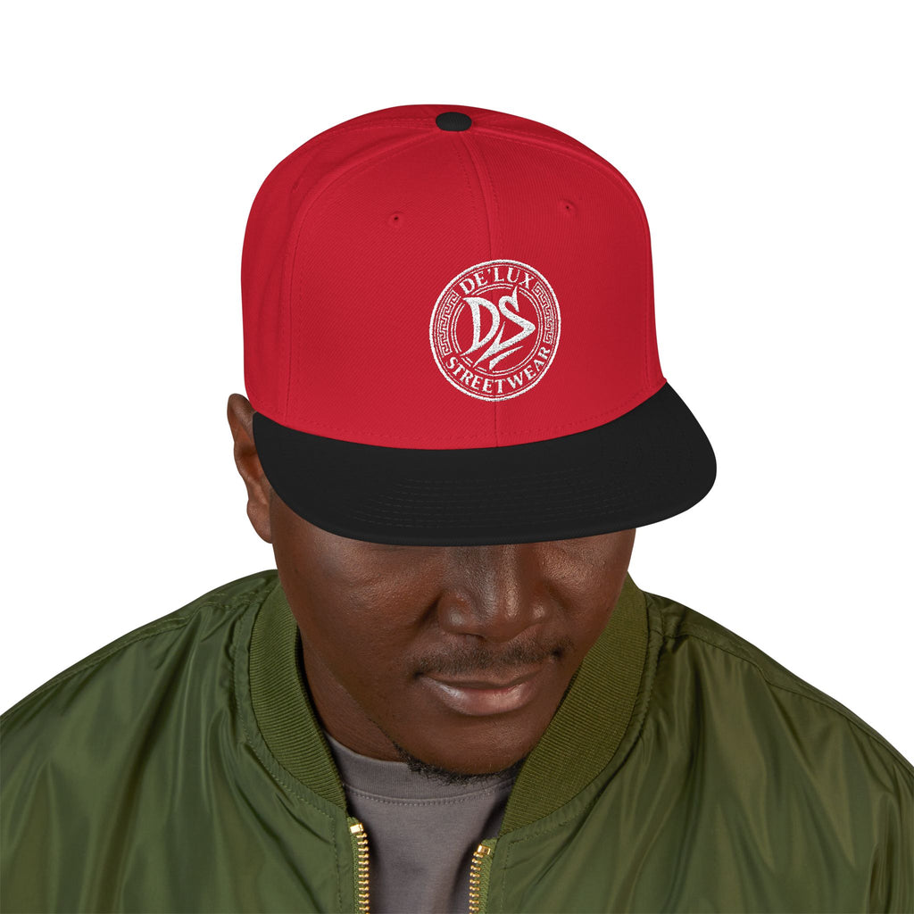 Embroidered Snapback Hat — Vintage Circle Logo Streetwear Cap