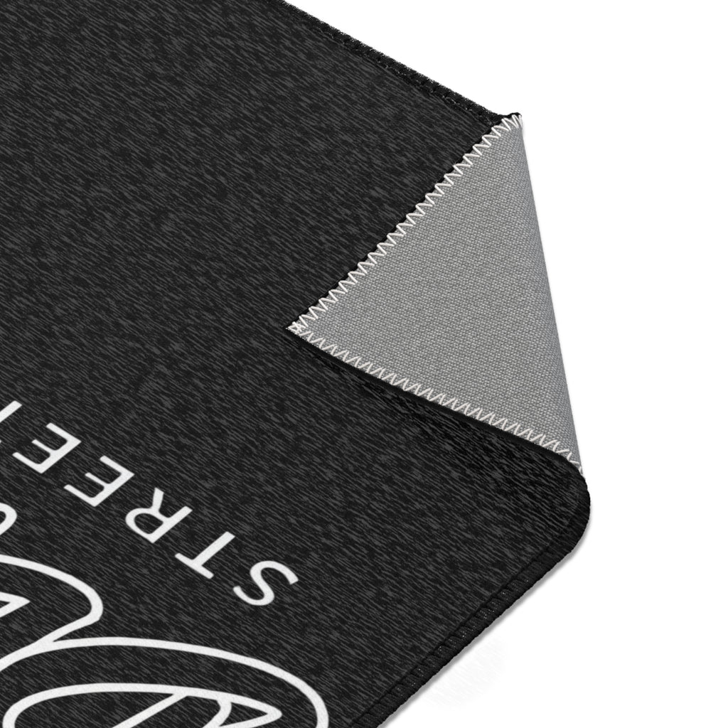 Delux Streetwear Black Logo Area Rug — Modern Urban Entryway Mat