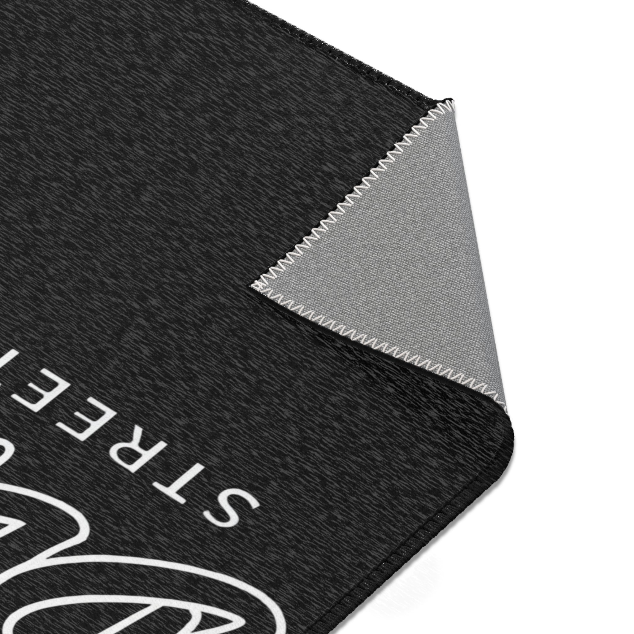 Delux Streetwear Black Logo Area Rug — Modern Urban Entryway Mat