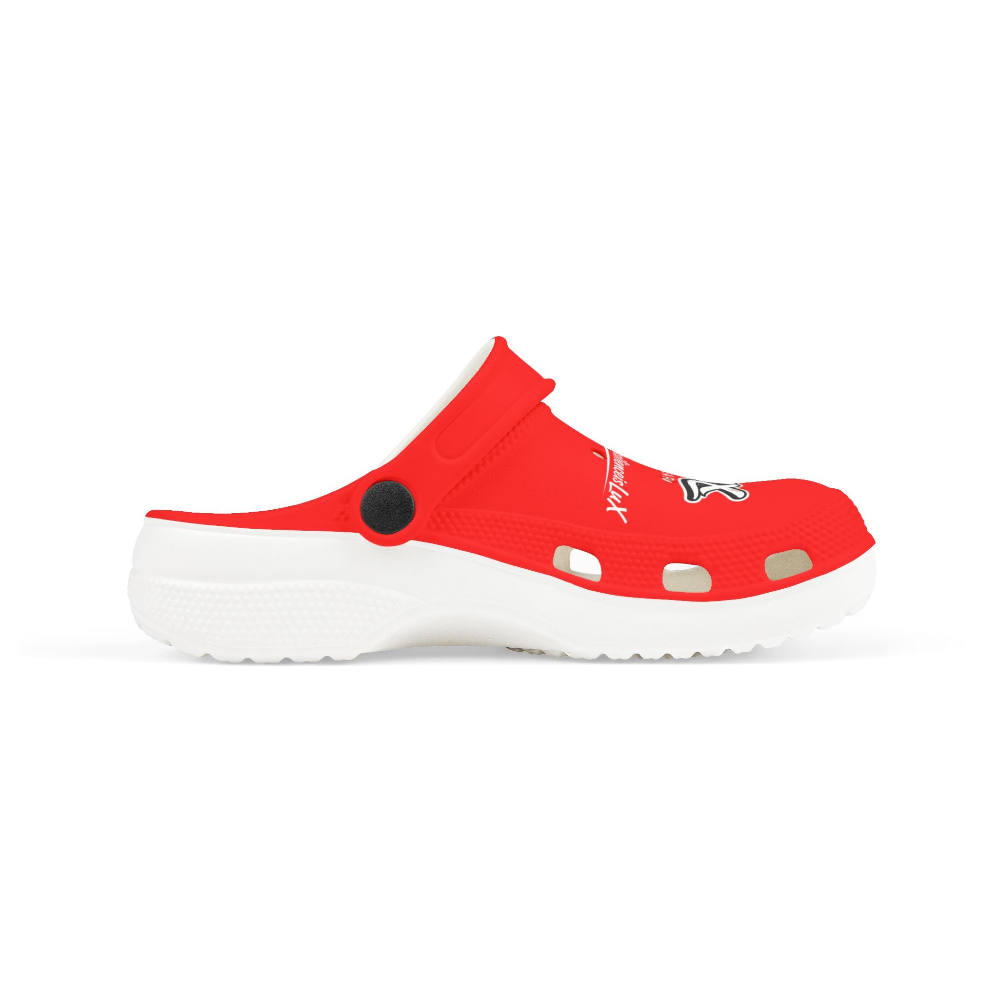 Kids Red Streetwear EVA Foam Clogs — 'Delux' Graphic Slip-On Sandals
