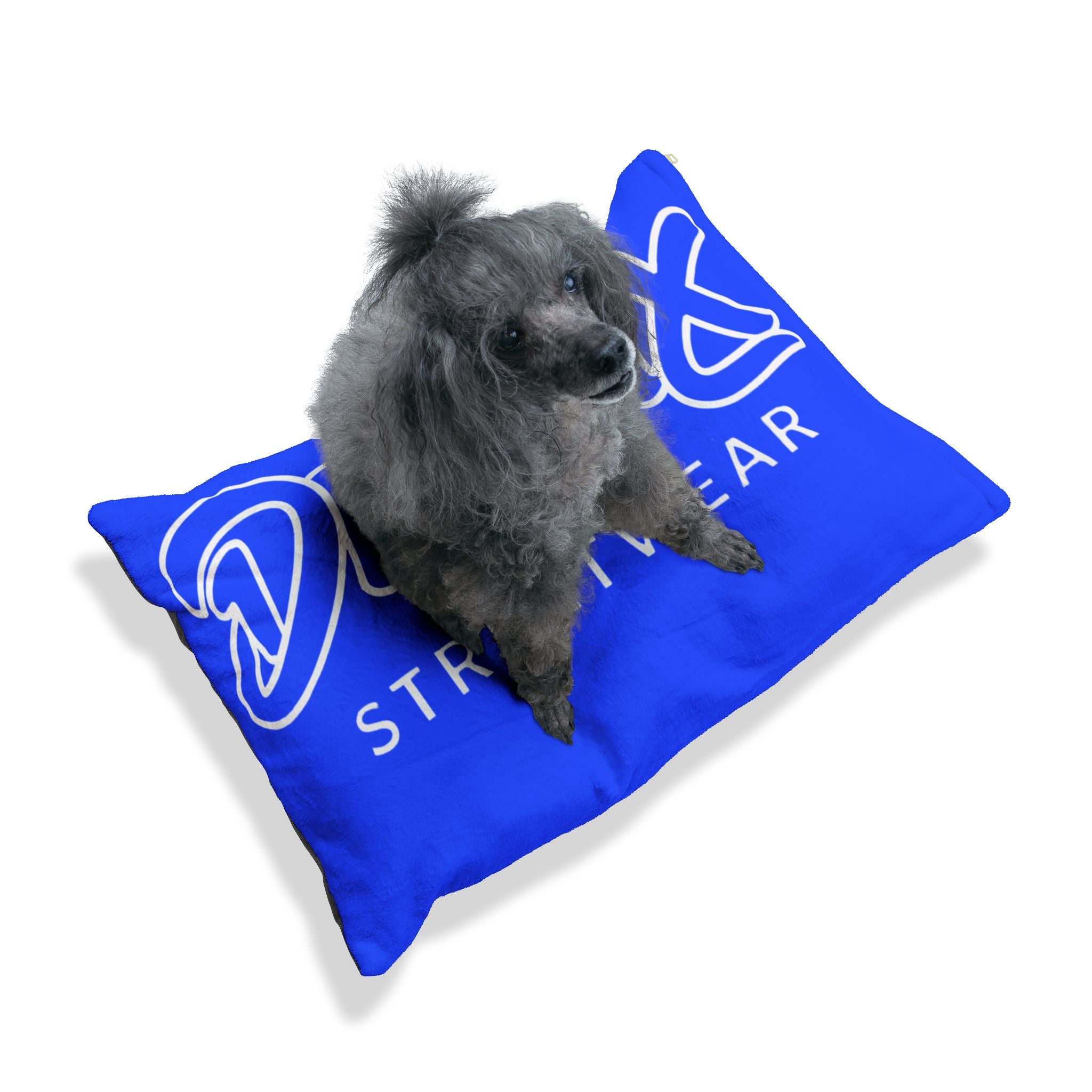 Delux Streetwear Blue Pet Bed – Cozy Designer Logo Cushion for Dogs & Cats