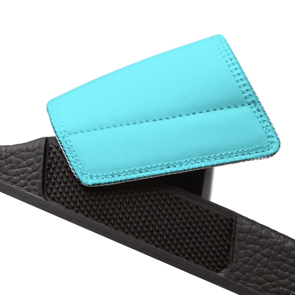 Women's Removable-Strap Slide Sandals — Personalized Aqua Slides with Bow Accent