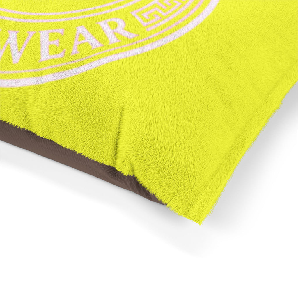 Deluxe Streetwear Yellow Pet Bed — Plush Dog & Cat Cushion with DS Logo