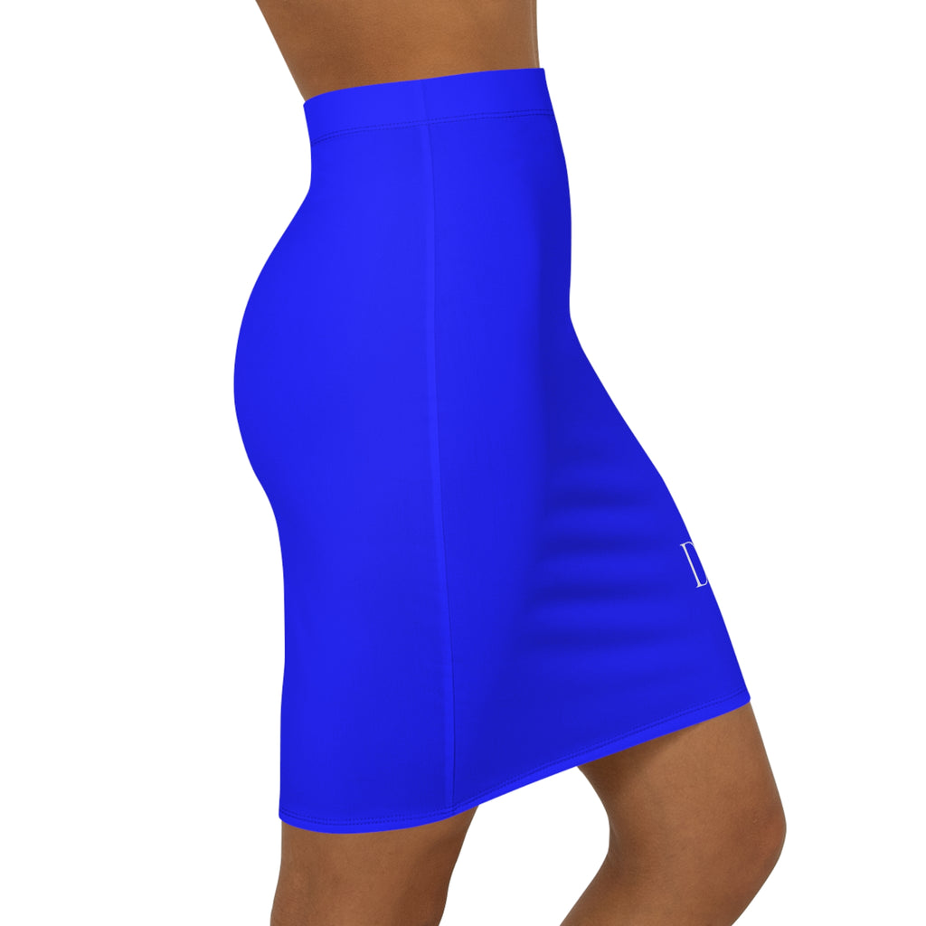 De'LuX Blue Butterfly Pencil Skirt — Women's Mid-Waist Stylish Office & Casual Wear