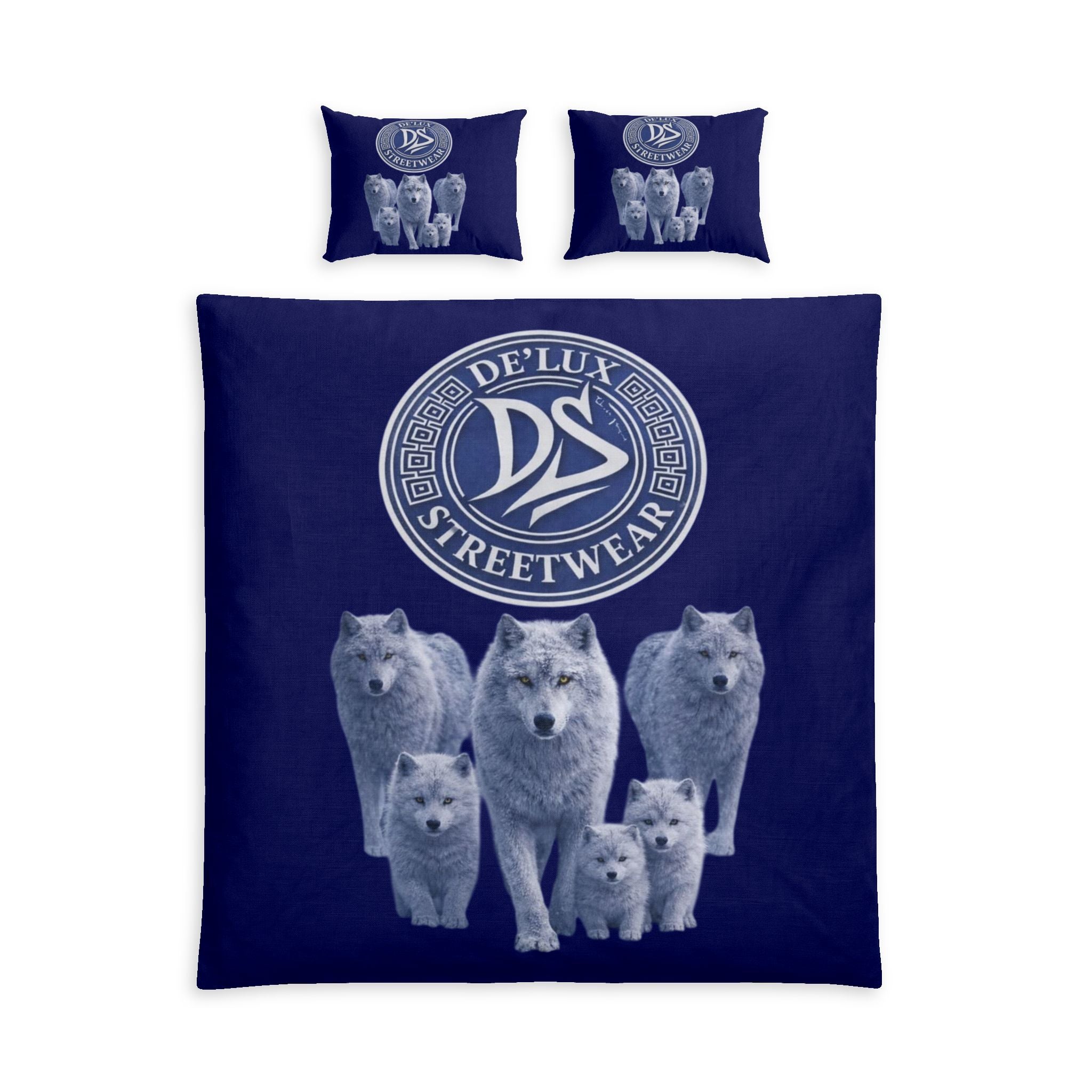 Wolf Pack Cotton Bed Set - 'Deluxe Streetwear' Logo Duvet Cover