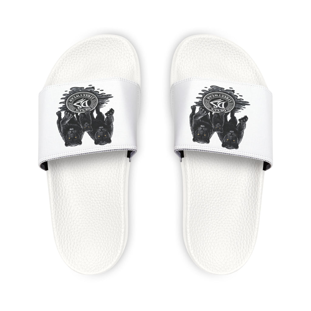 Slide Sandals — Men's White DeLuX Logo Removable-Strap Slides