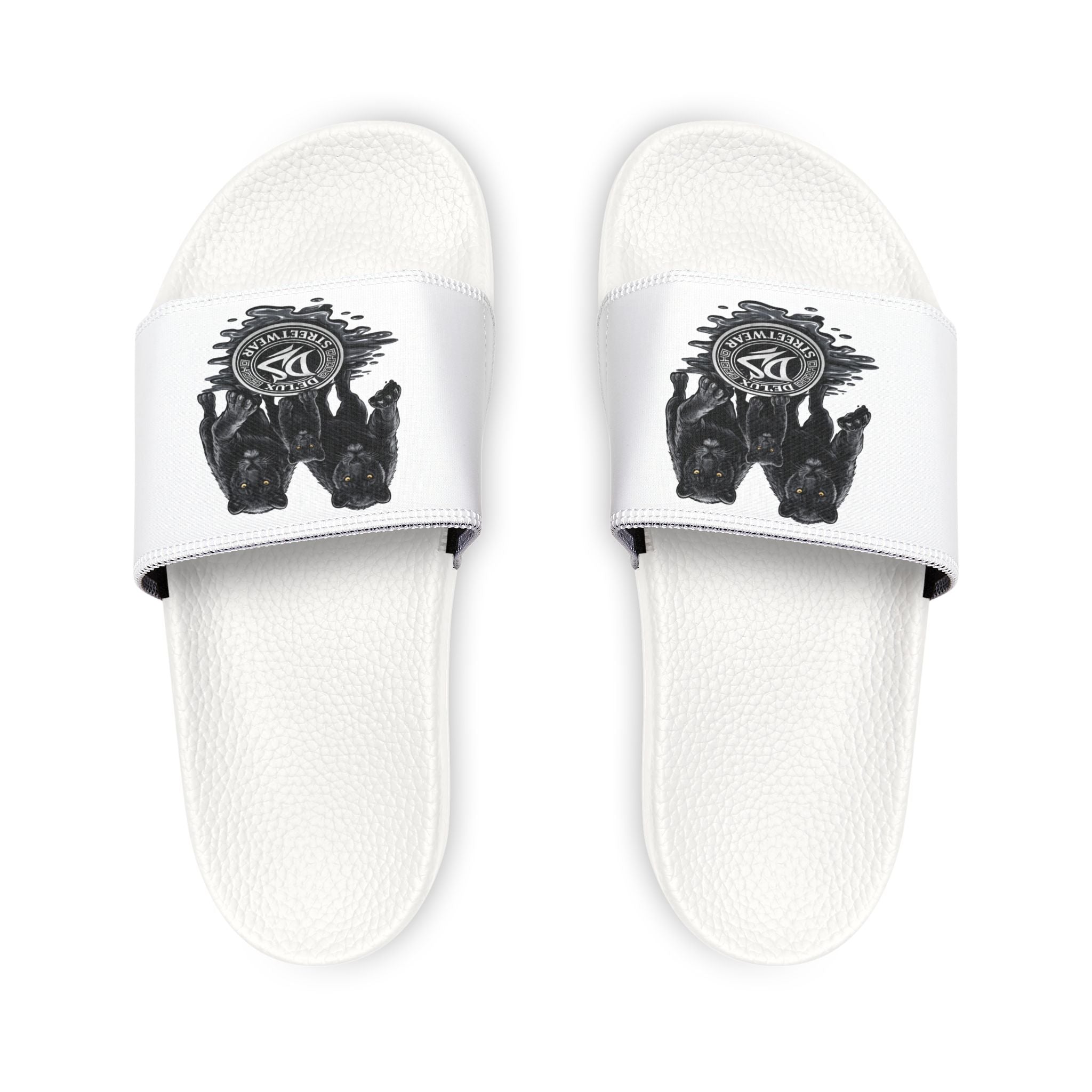 Slide Sandals — Men's White DeLuX Logo Removable-Strap Slides