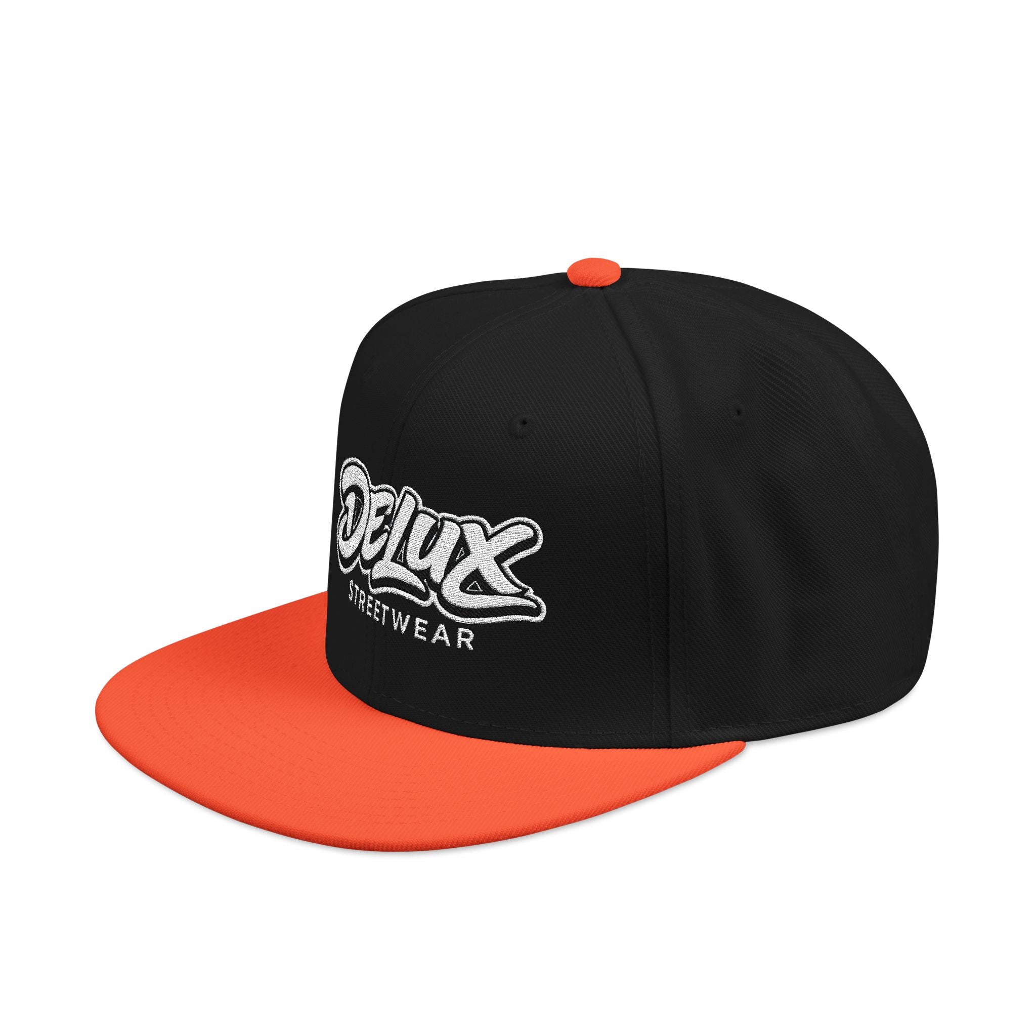 Mens Embroidered 'Delux' Snapback Cap – Streetwear Flat-Brim Hat