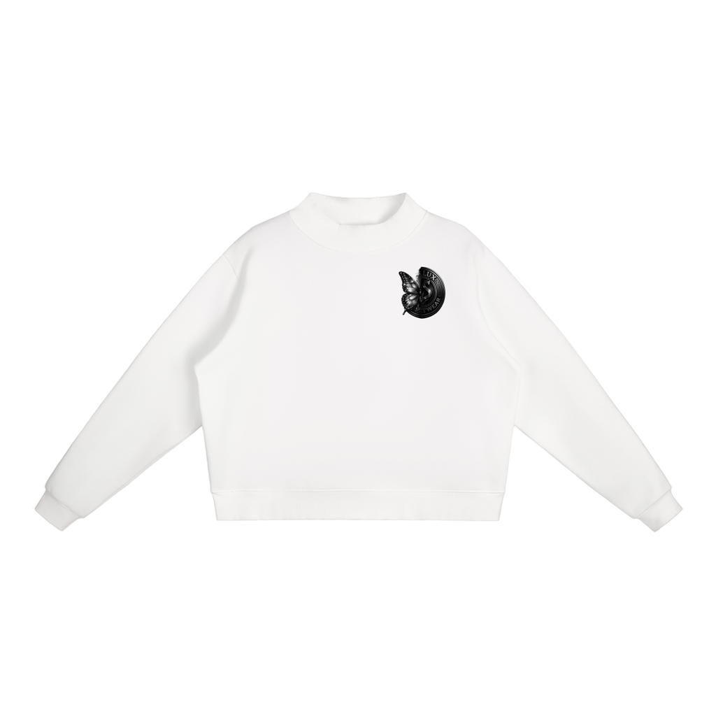 DeLuX Butterfly Essential Fleece Mock-Neck Crew Sweatshirt