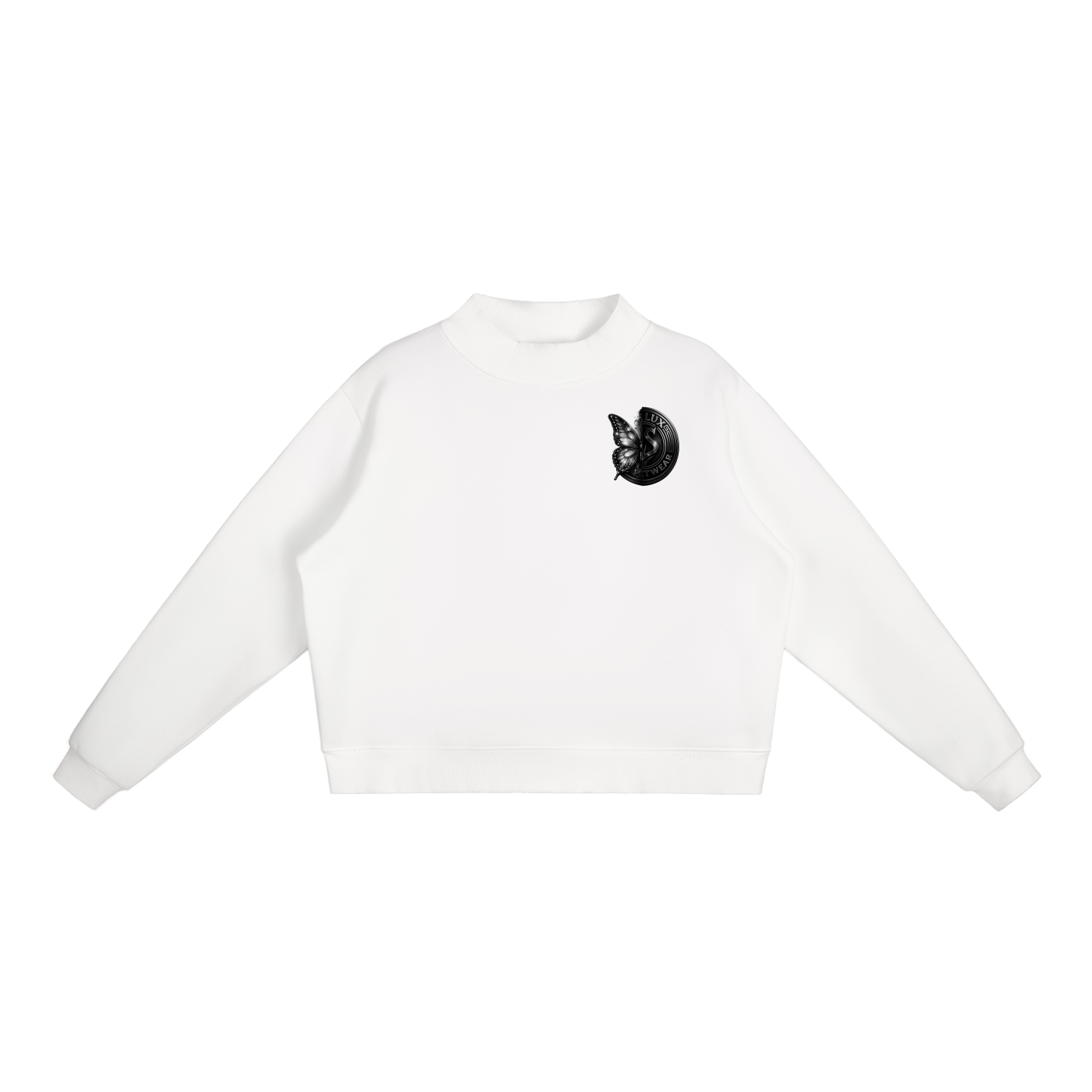 DeLuX Butterfly Essential Fleece Mock-Neck Crew Sweatshirt