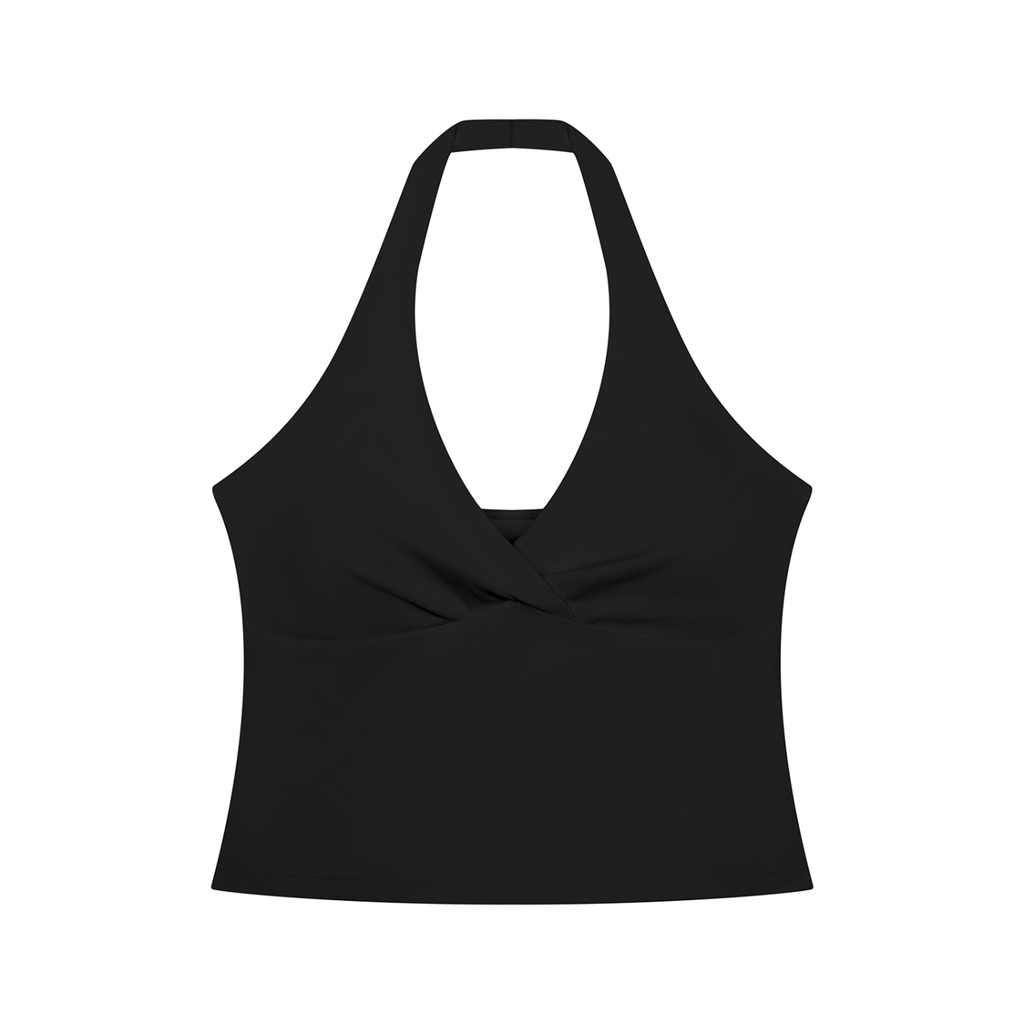 DeLuX Women’s Ruched Halter Yoga Tank Top