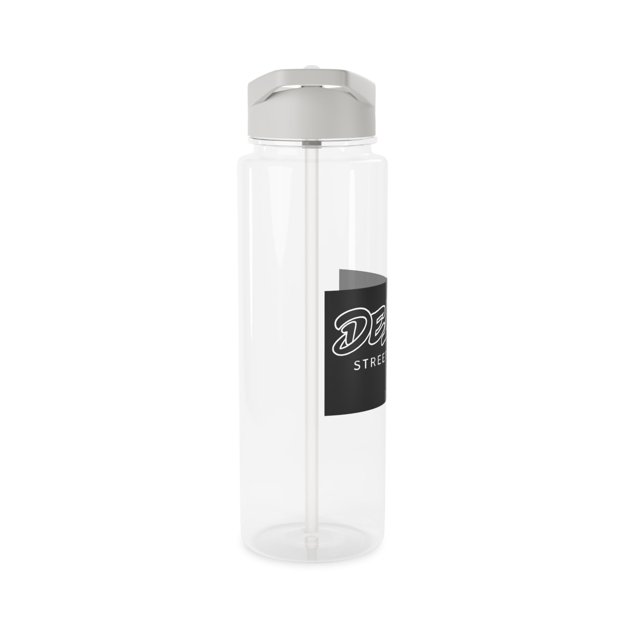 Delux Streetwear Tritan Water Bottle — Clear Sports Bottle with Straw