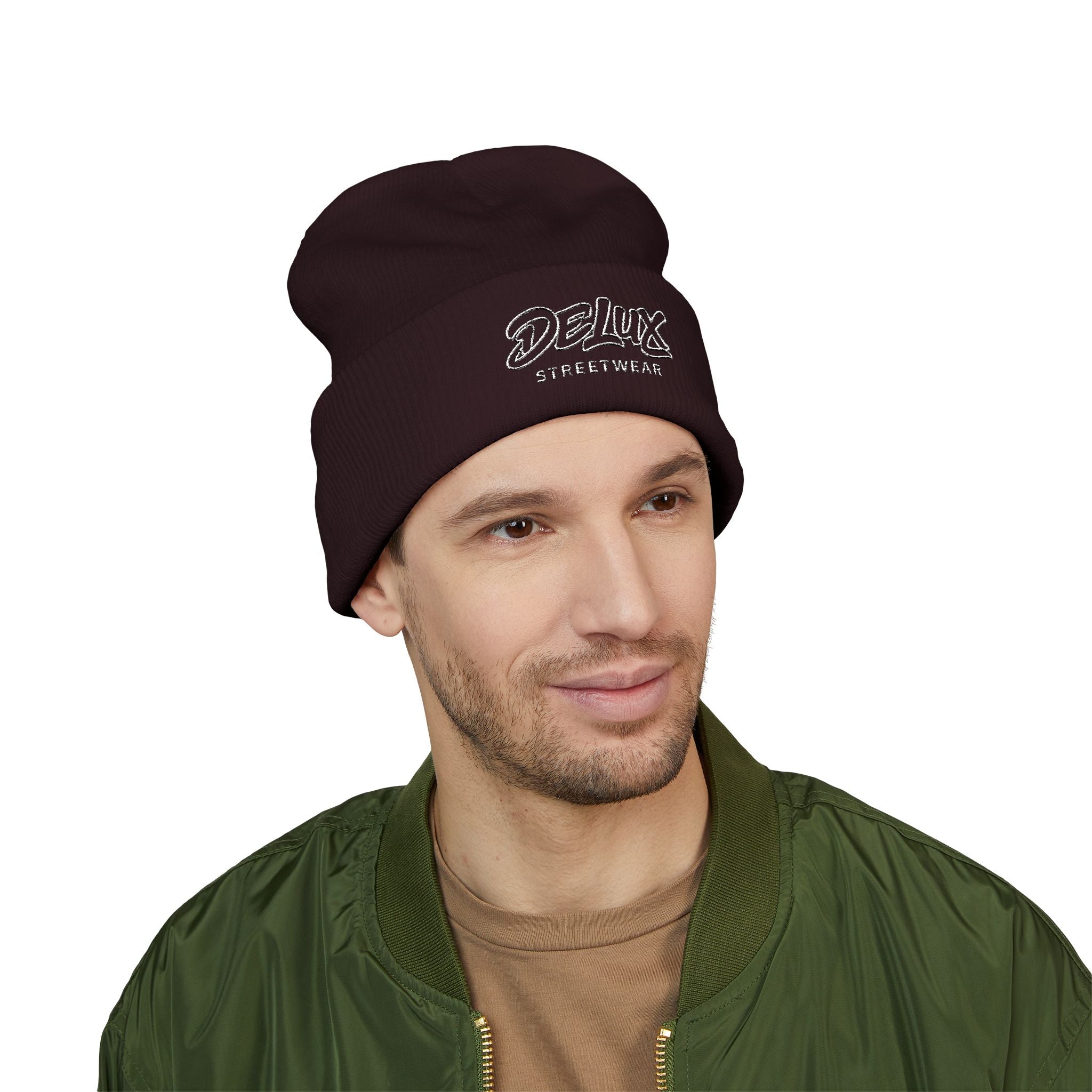 Delux Streetwear Embroidered Cuffed Beanie — Bold Knit Hat