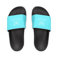 Women's Removable-Strap Slide Sandals — Personalized Aqua Slides with Bow Accent