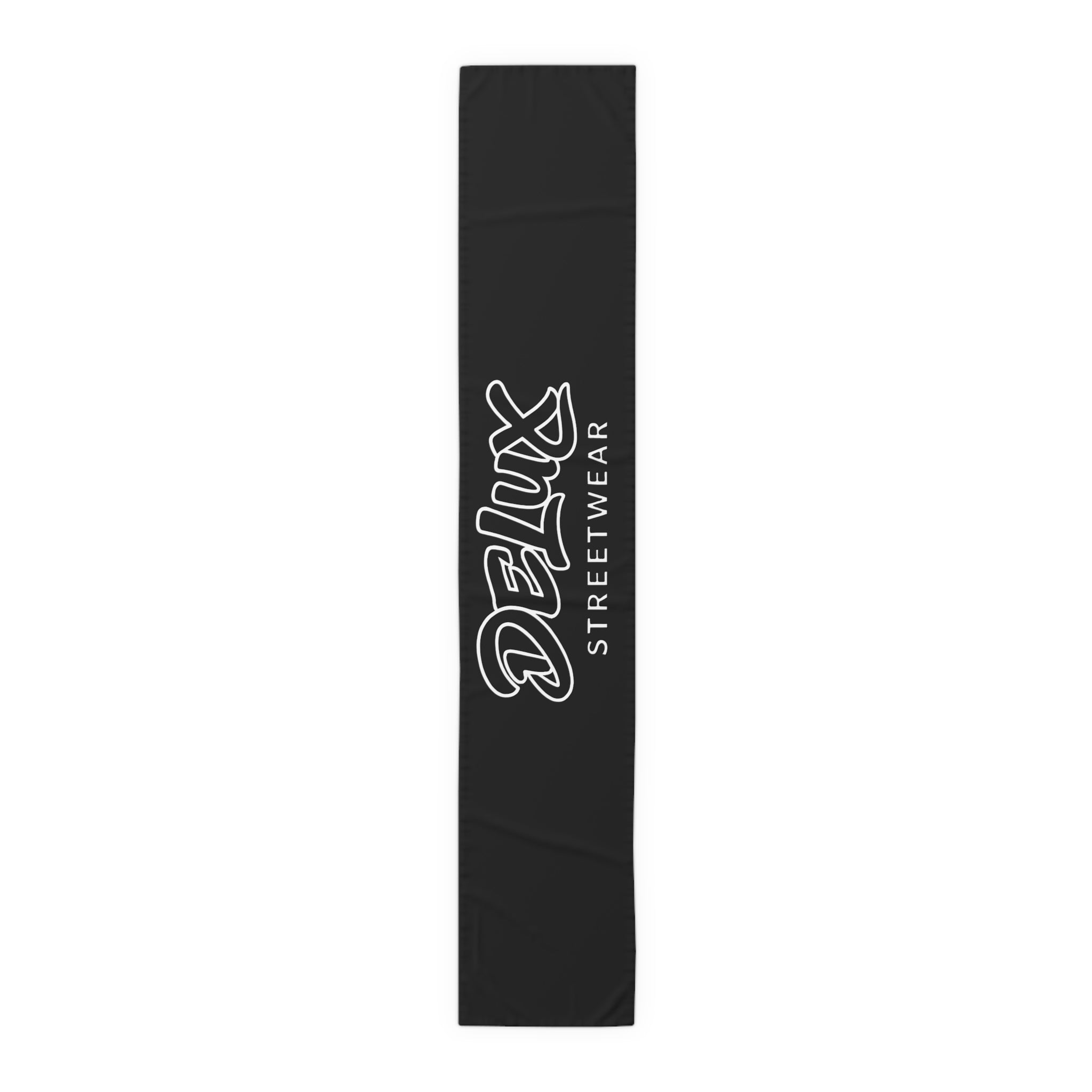 Delux Streetwear Black Logo Table Runner — Modern Minimalist Dining Decor