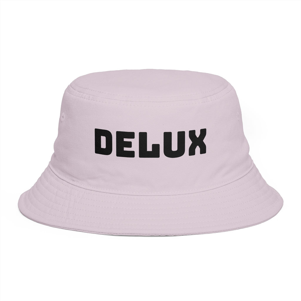 DELUX Brown Bucket Hat — Retro Logo Casual Sun Hat