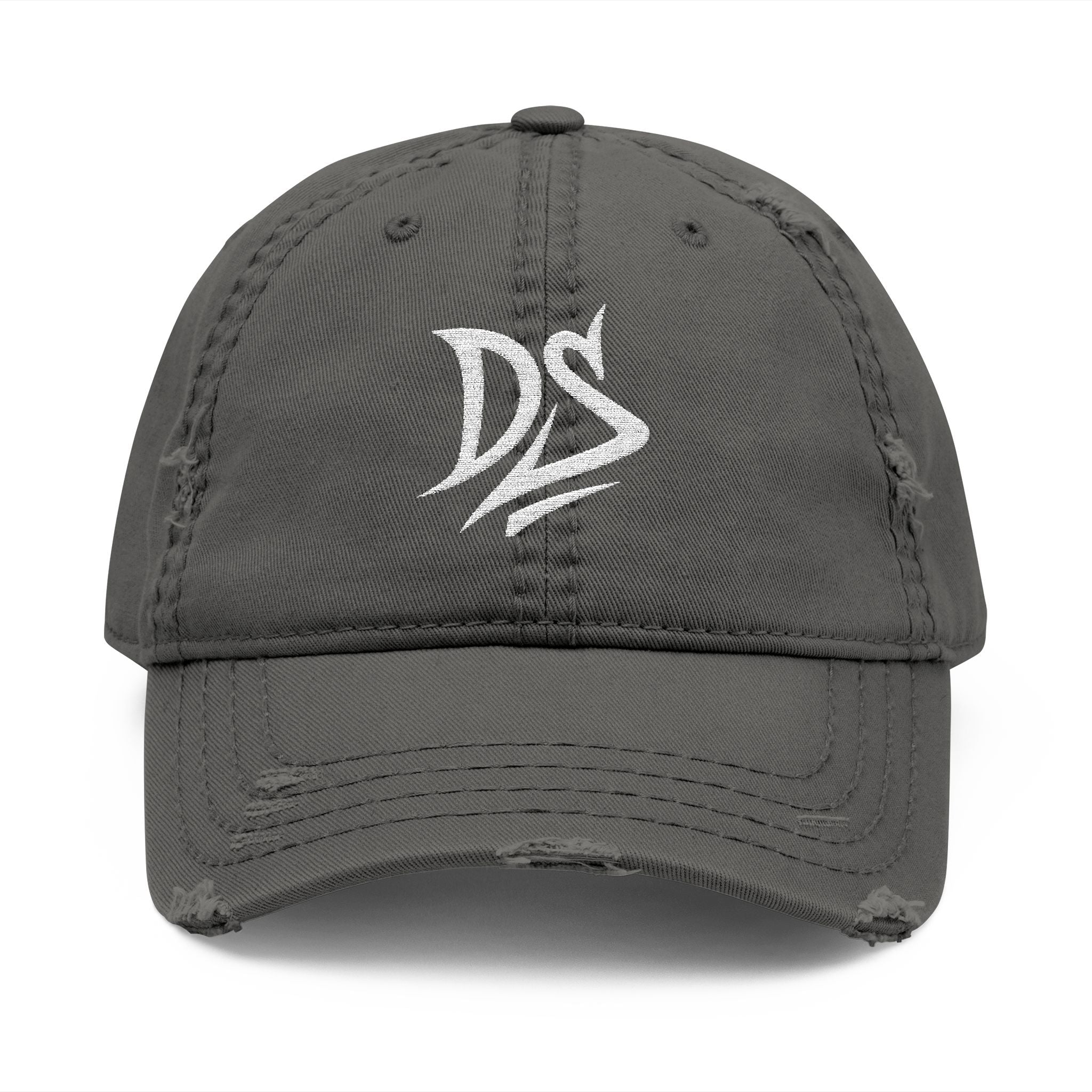 Distressed Embroidered Dad Hat — Vintage ‘DS’ Logo Cap