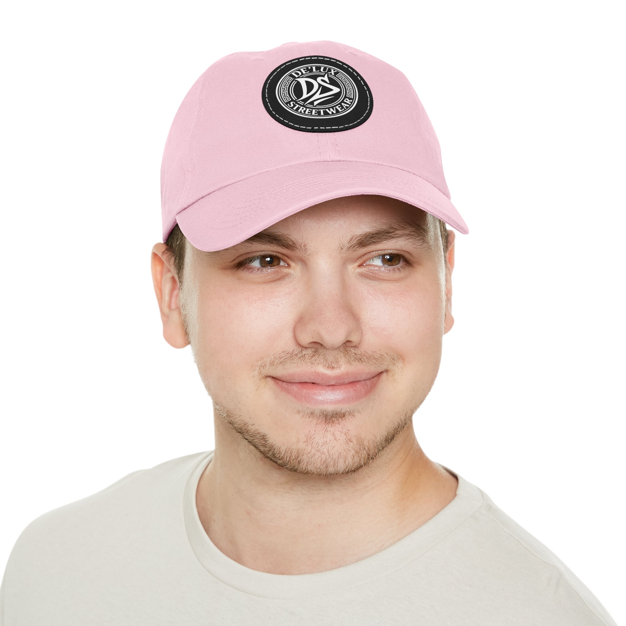 Deluxe Streetwear Leather Patch Dad Hat — Round Logo Cap