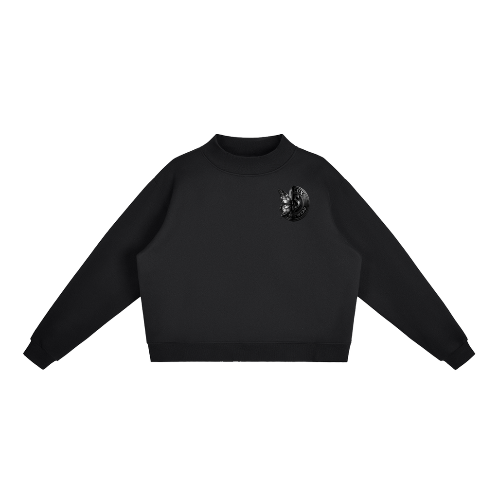 DeLuX Butterfly Essential Fleece Mock-Neck Crew Sweatshirt