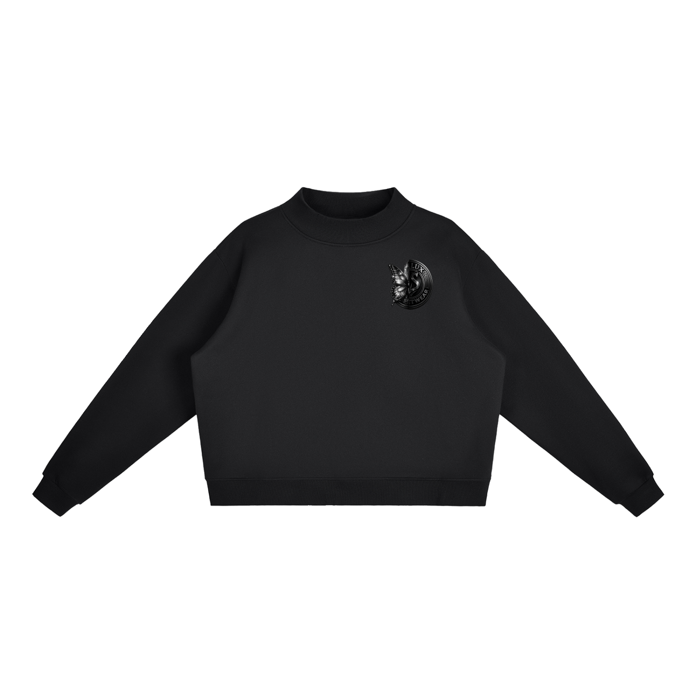 DeLuX Butterfly Essential Fleece Mock-Neck Crew Sweatshirt
