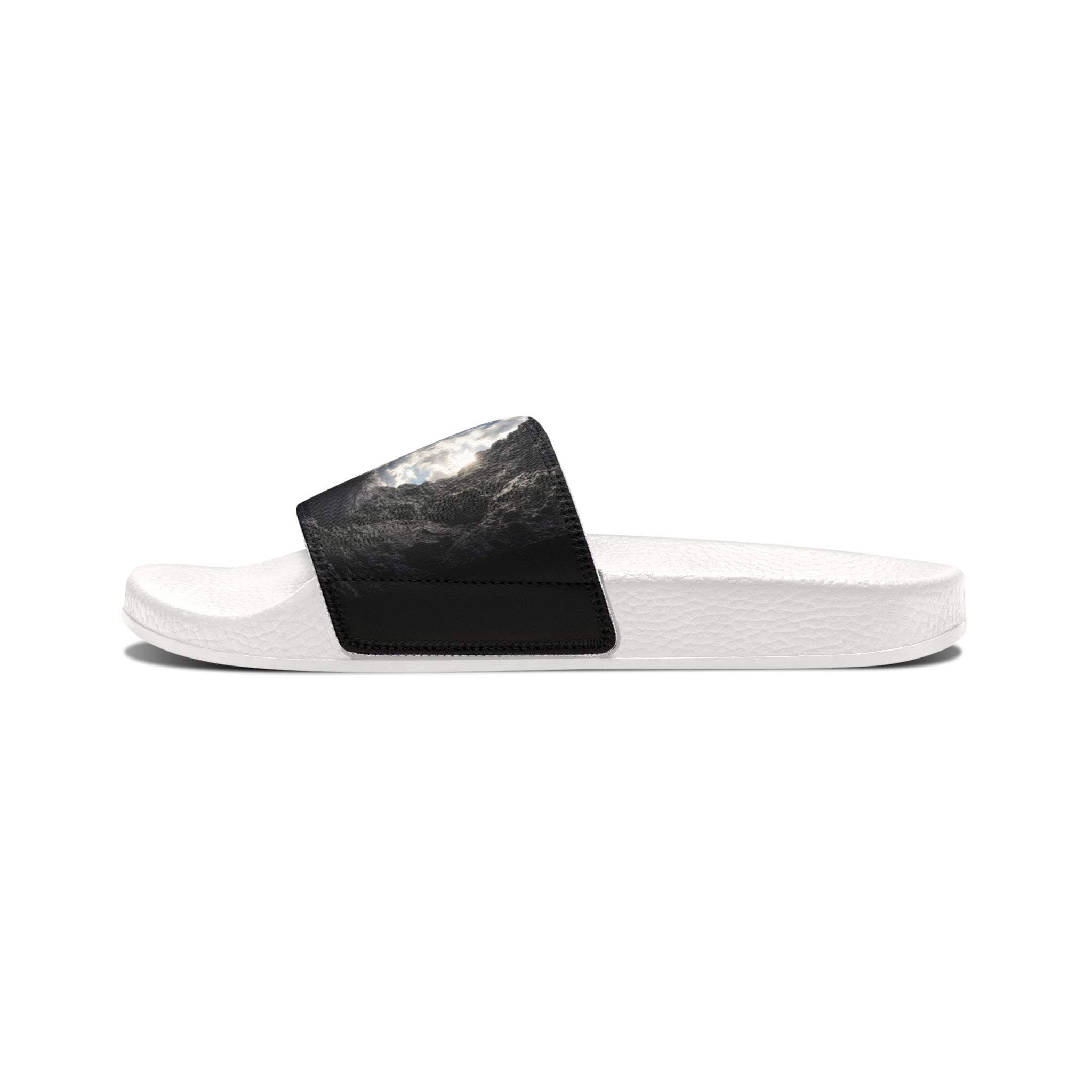 Men's Slide Sandals — Dark Moon Abstract Strap Design