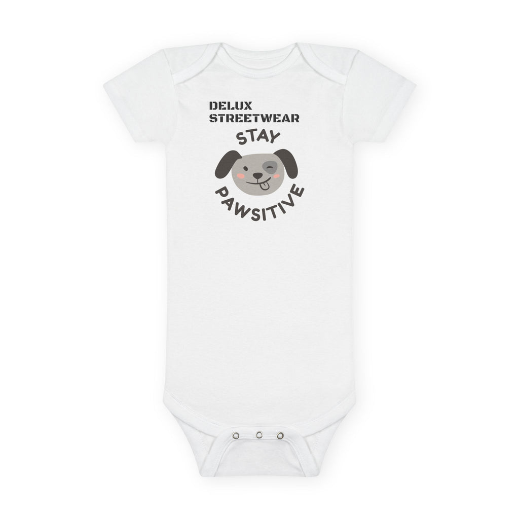 Baby Onesie - "Stay Pawsitive" Cute Dog Graphic Infant Bodysuit