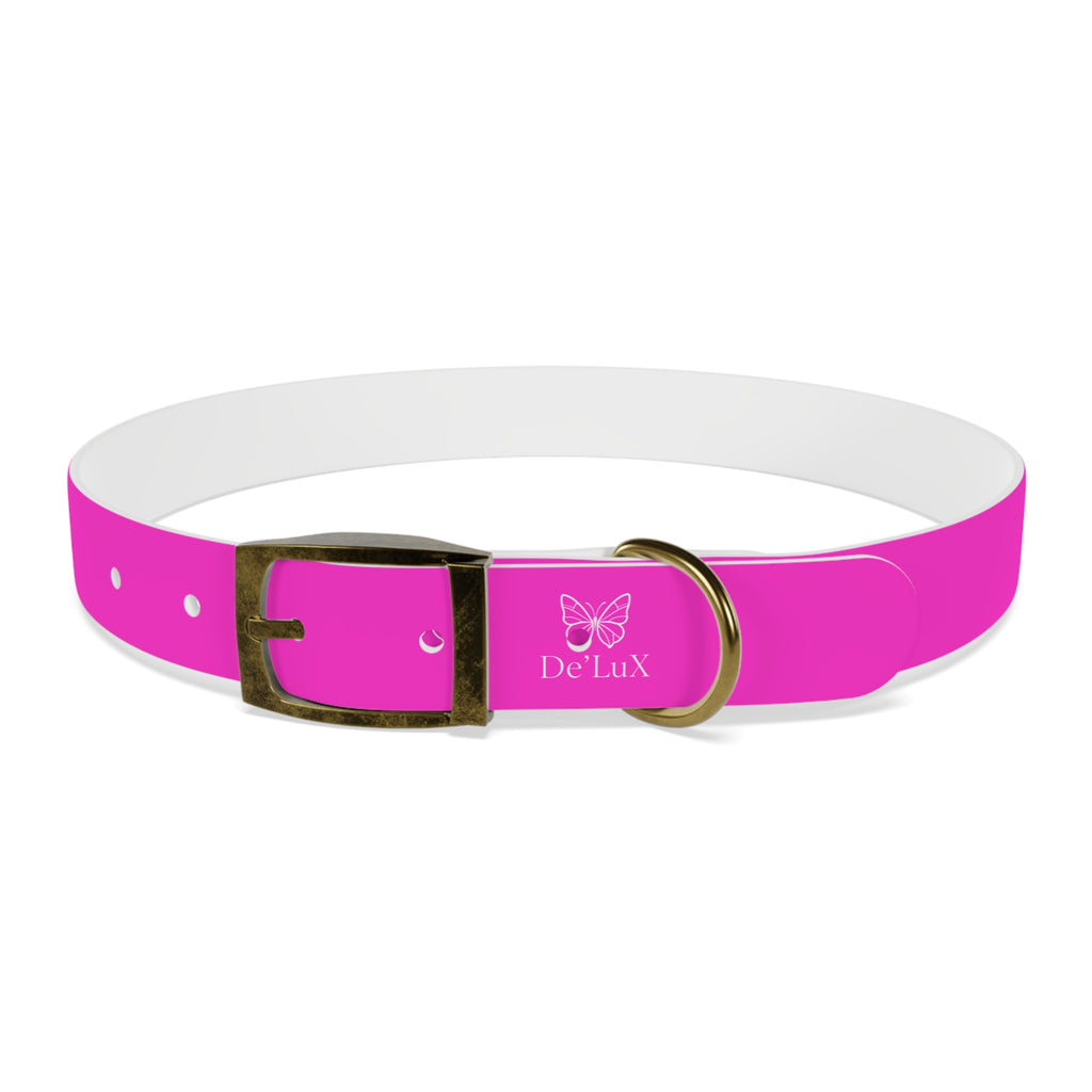 Bright Pink Dog Collar — De'Lux Butterfly Adjustable Pet Collar