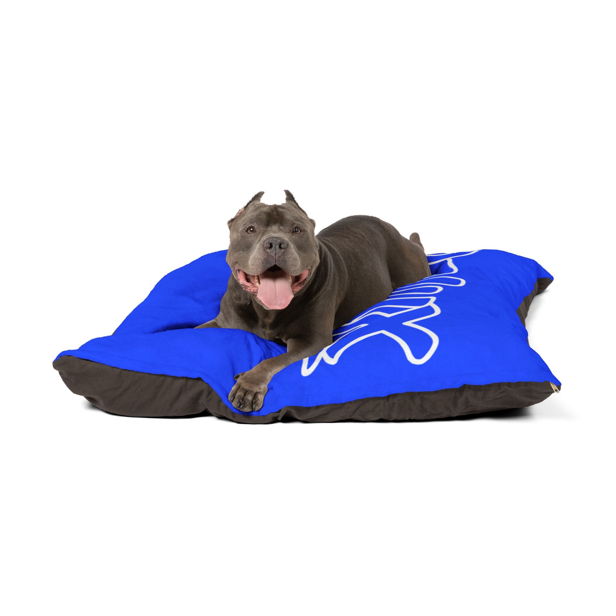 Delux Streetwear Blue Pet Bed – Cozy Designer Logo Cushion for Dogs & Cats