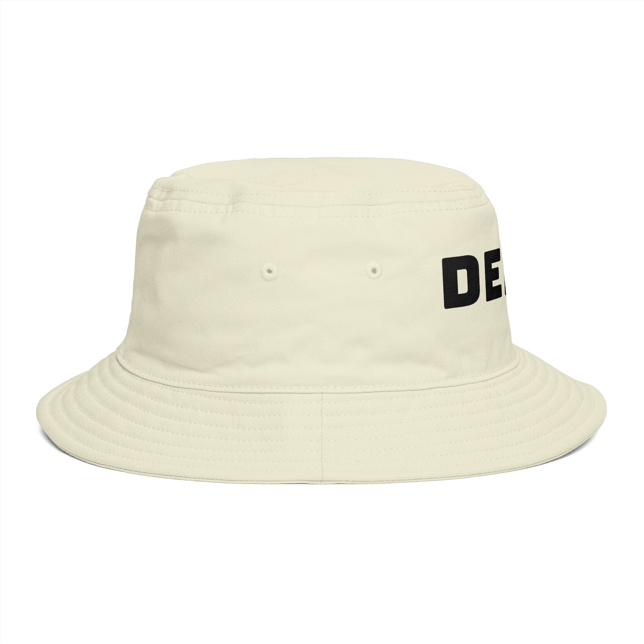 DELUX Brown Bucket Hat — Retro Logo Casual Sun Hat