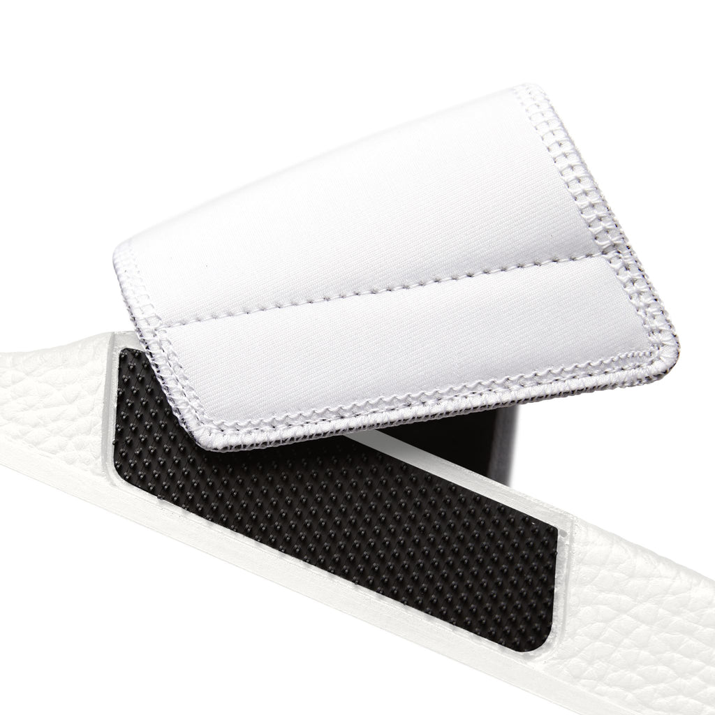 Slide Sandals — Men's White DeLuX Logo Removable-Strap Slides