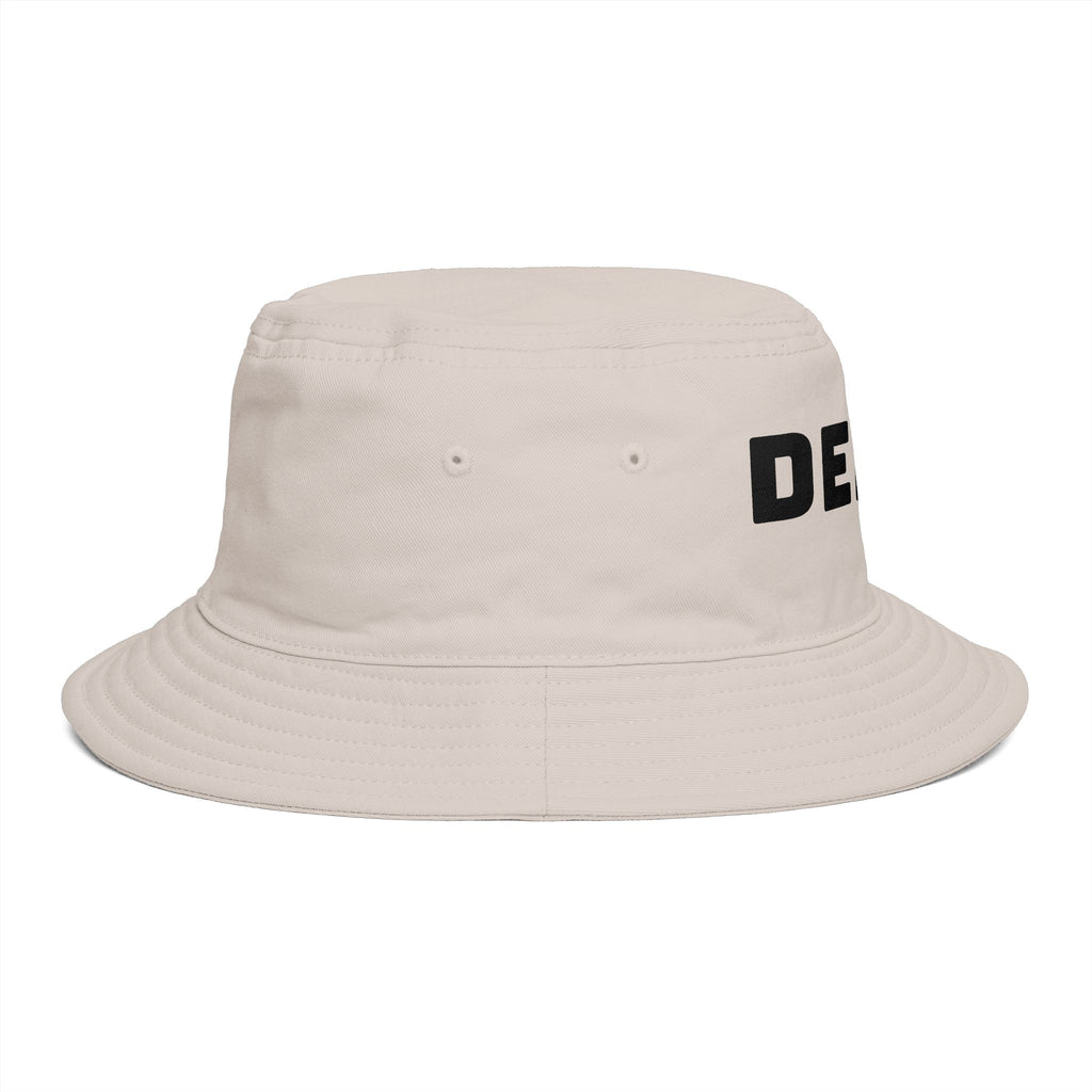 DELUX Brown Bucket Hat — Retro Logo Casual Sun Hat