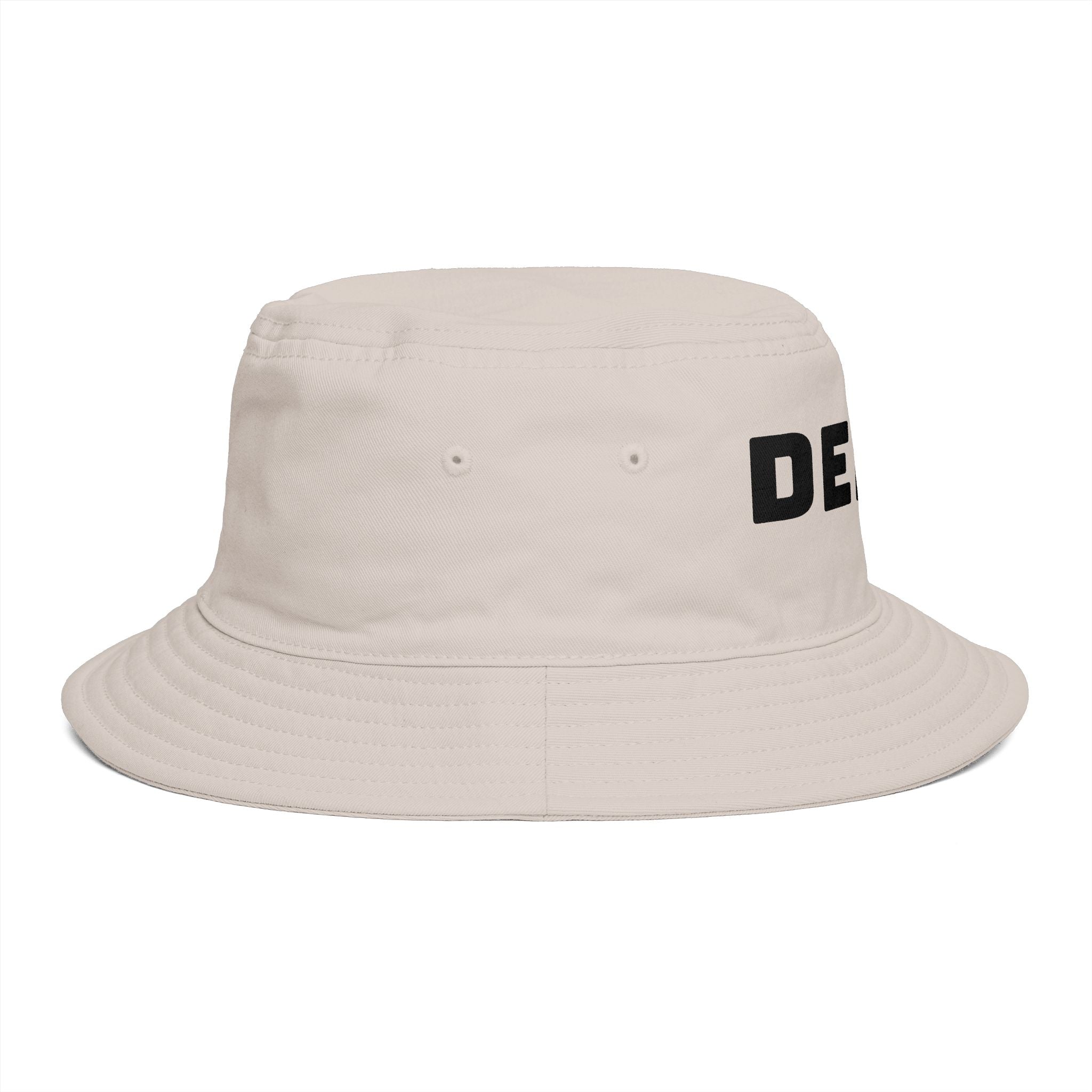DELUX Brown Bucket Hat — Retro Logo Casual Sun Hat