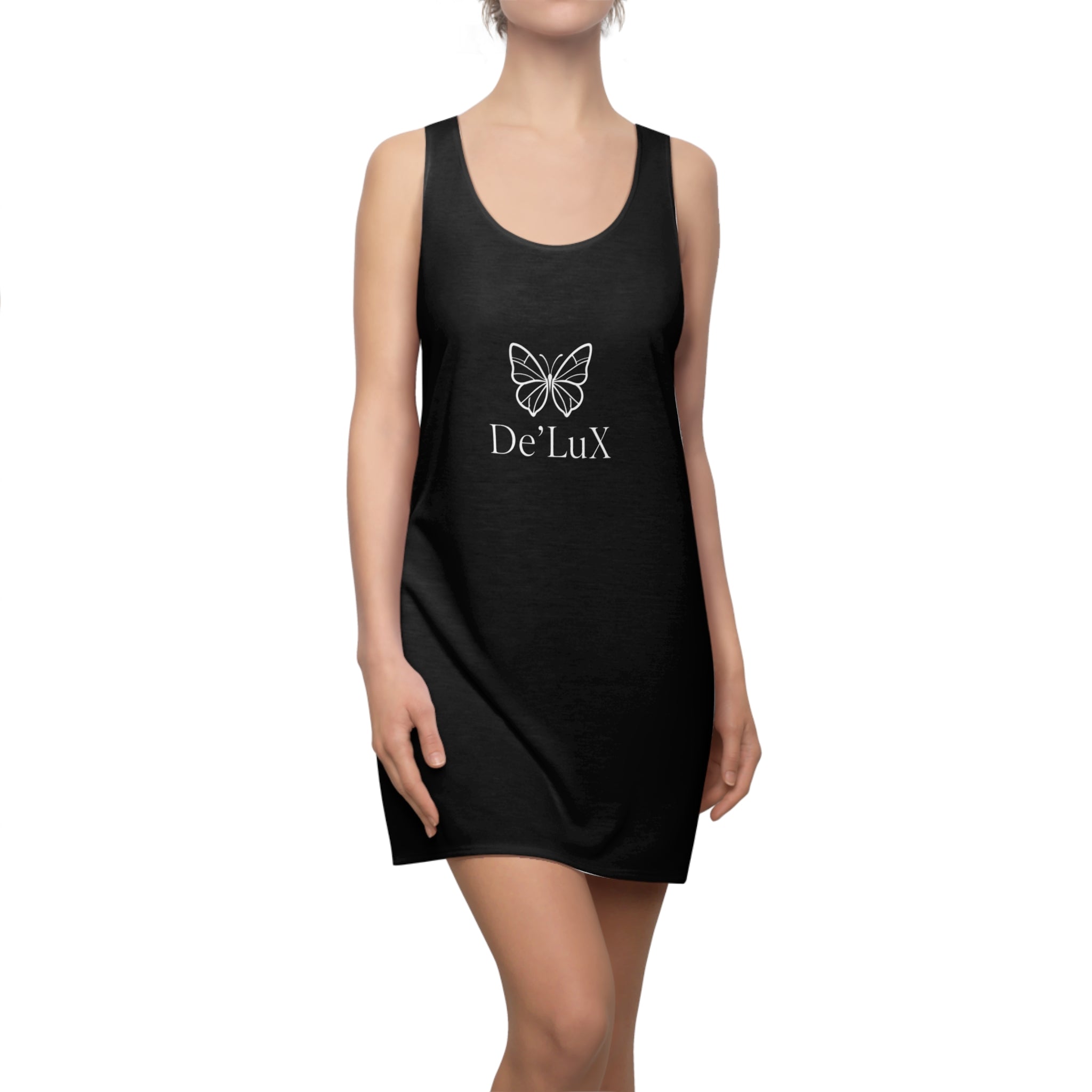 Racerback Dress — De'LuX Butterfly Logo Black AOP
