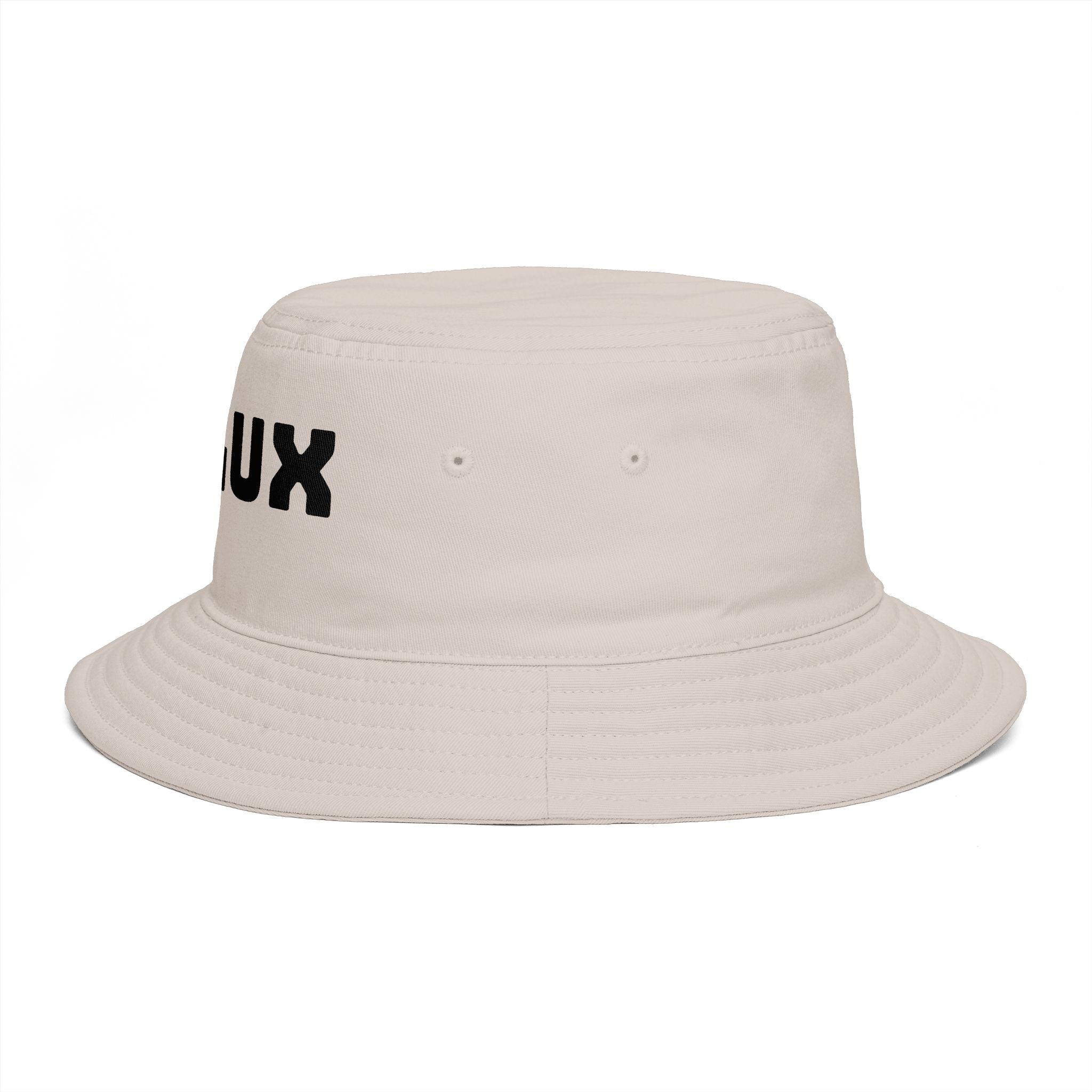 DELUX Brown Bucket Hat — Retro Logo Casual Sun Hat