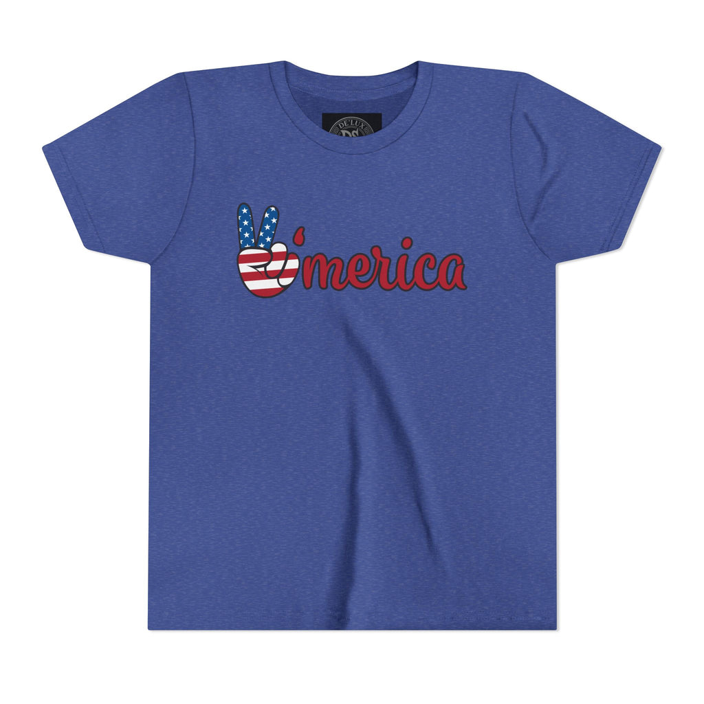 'Merica Peace Sign Youth Tee - Patriotic Fourth of July Kids Shirt