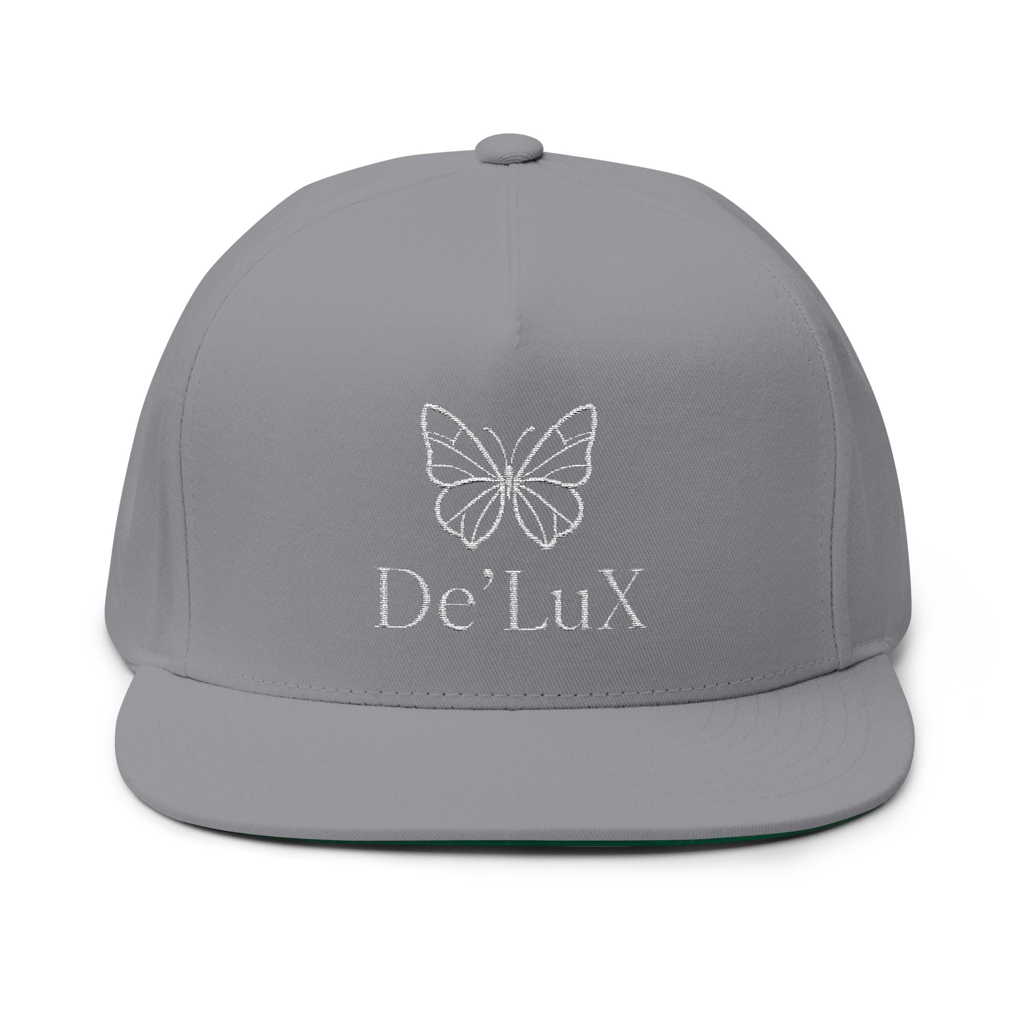 DeLuX Women Embroidered Butterfly Rhinestone Flat Bill Cap — Luxe 'Bee Lux' Snapback