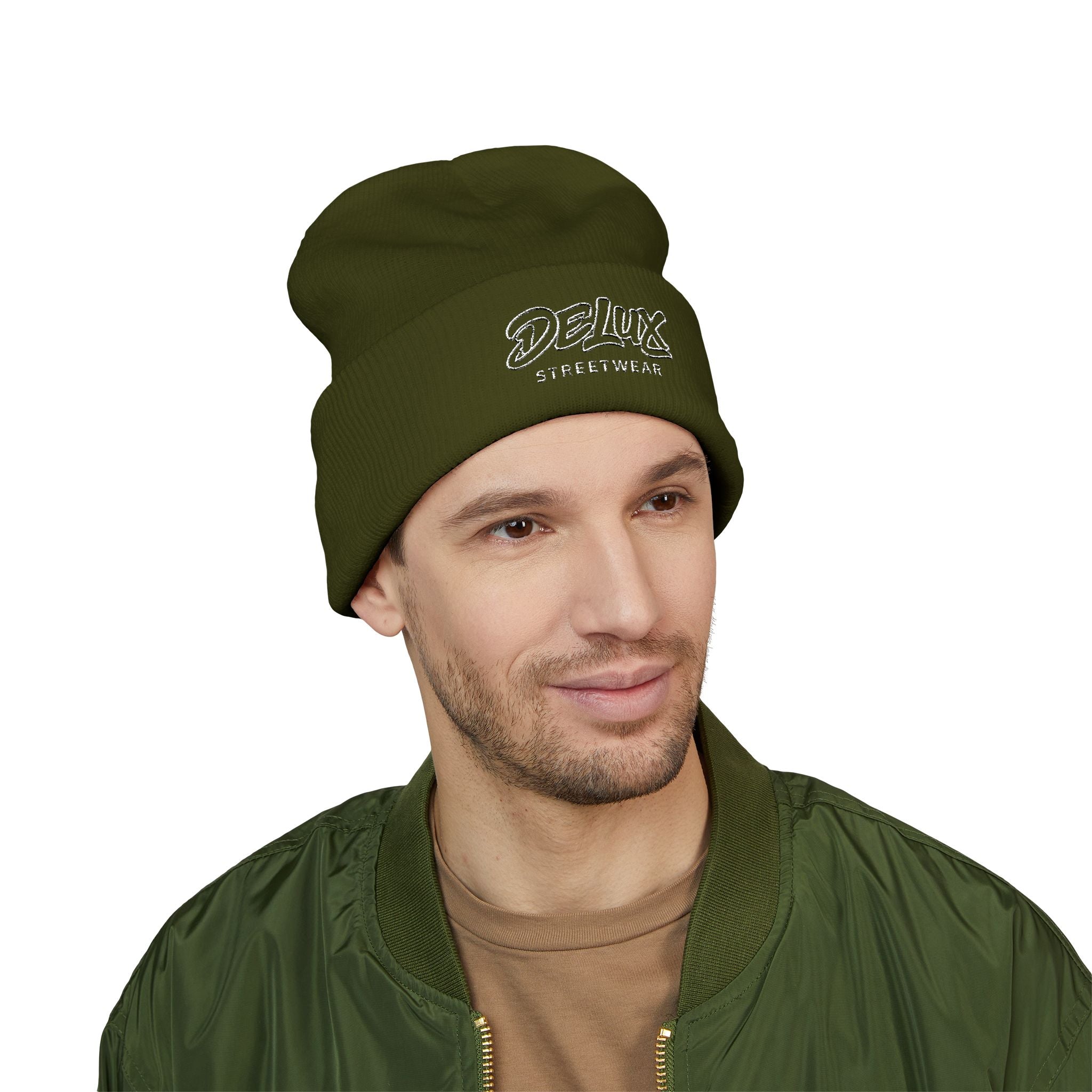 Delux Streetwear Embroidered Cuffed Beanie — Bold Knit Hat