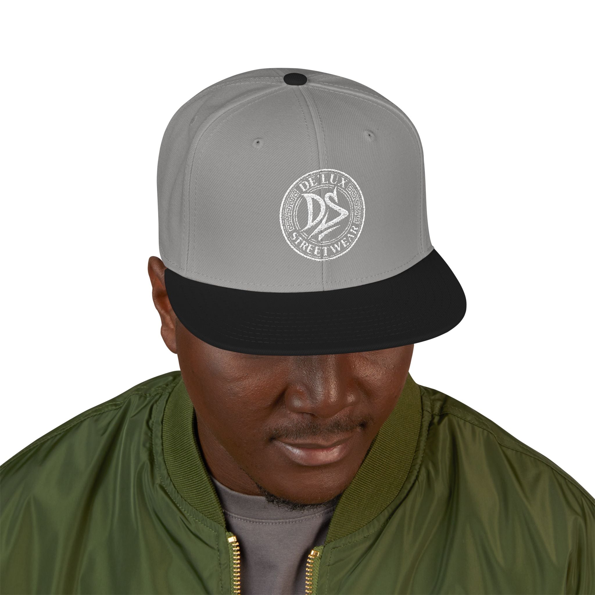 Embroidered Snapback Hat — Vintage Circle Logo Streetwear Cap