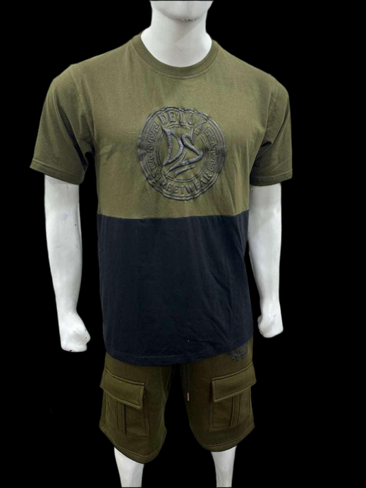 DE’LUX Streetwear Army Green & Black Set