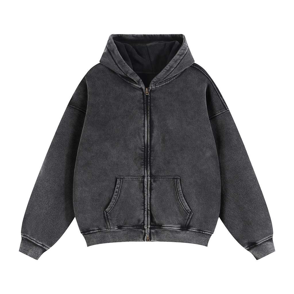 DeLuX Zip-Through Boxy Fleece Hoodie