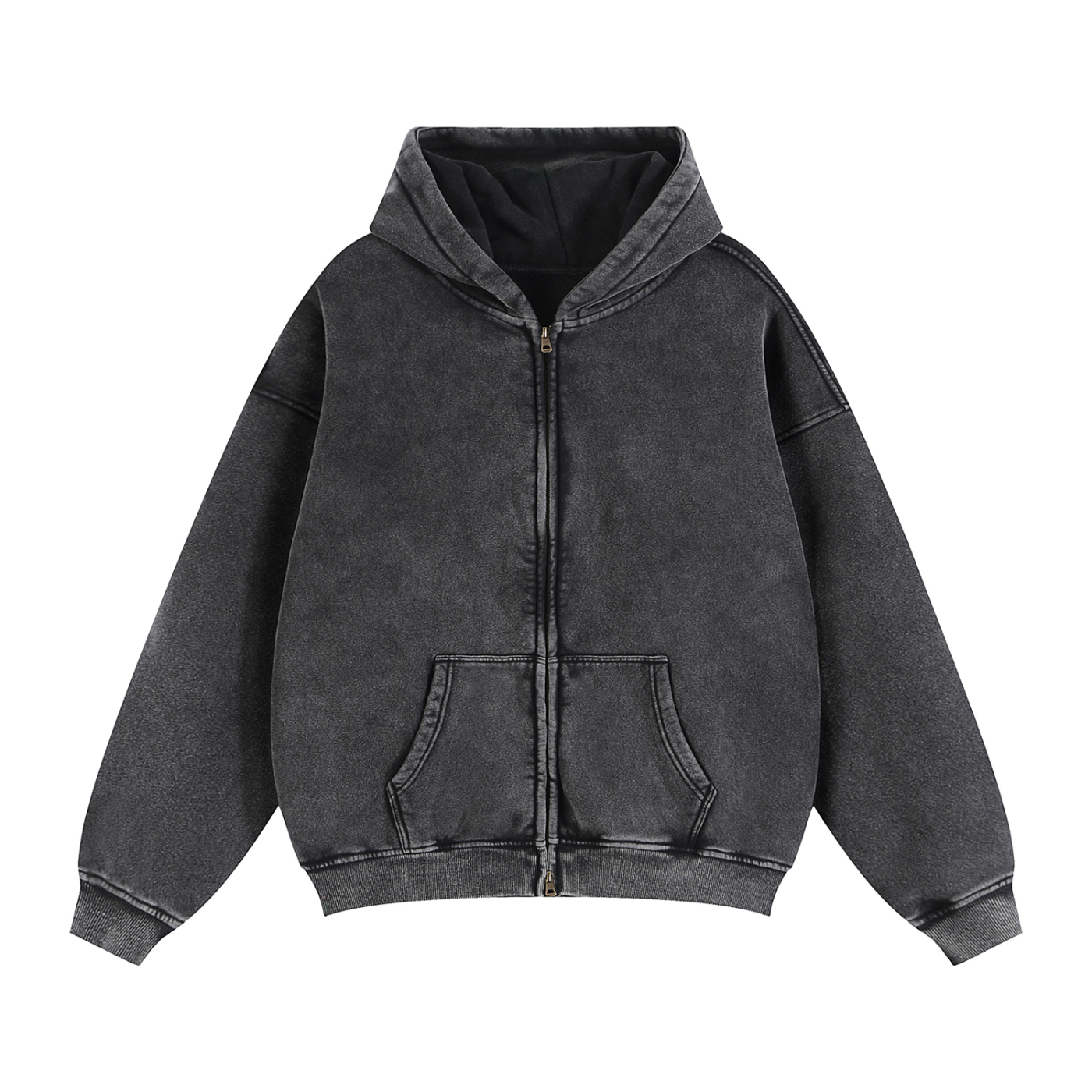 DeLuX Zip-Through Boxy Fleece Hoodie