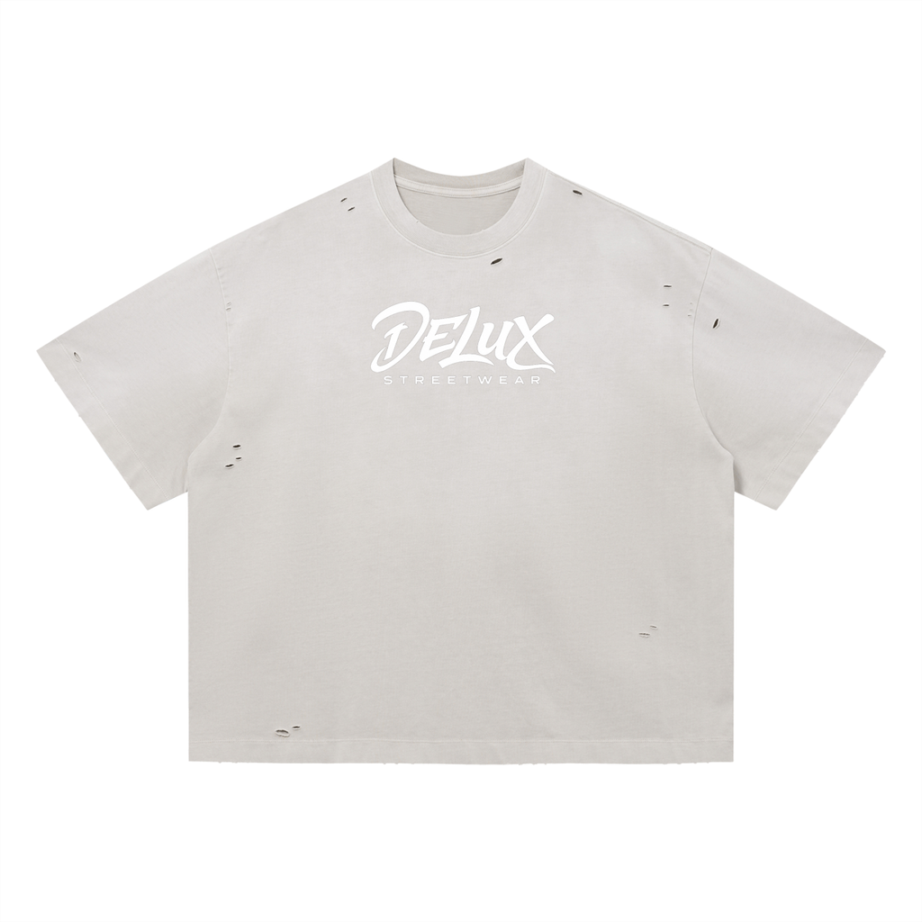 DeLuX Vintage Washed Distressed Boxy Oversized T-Shirt