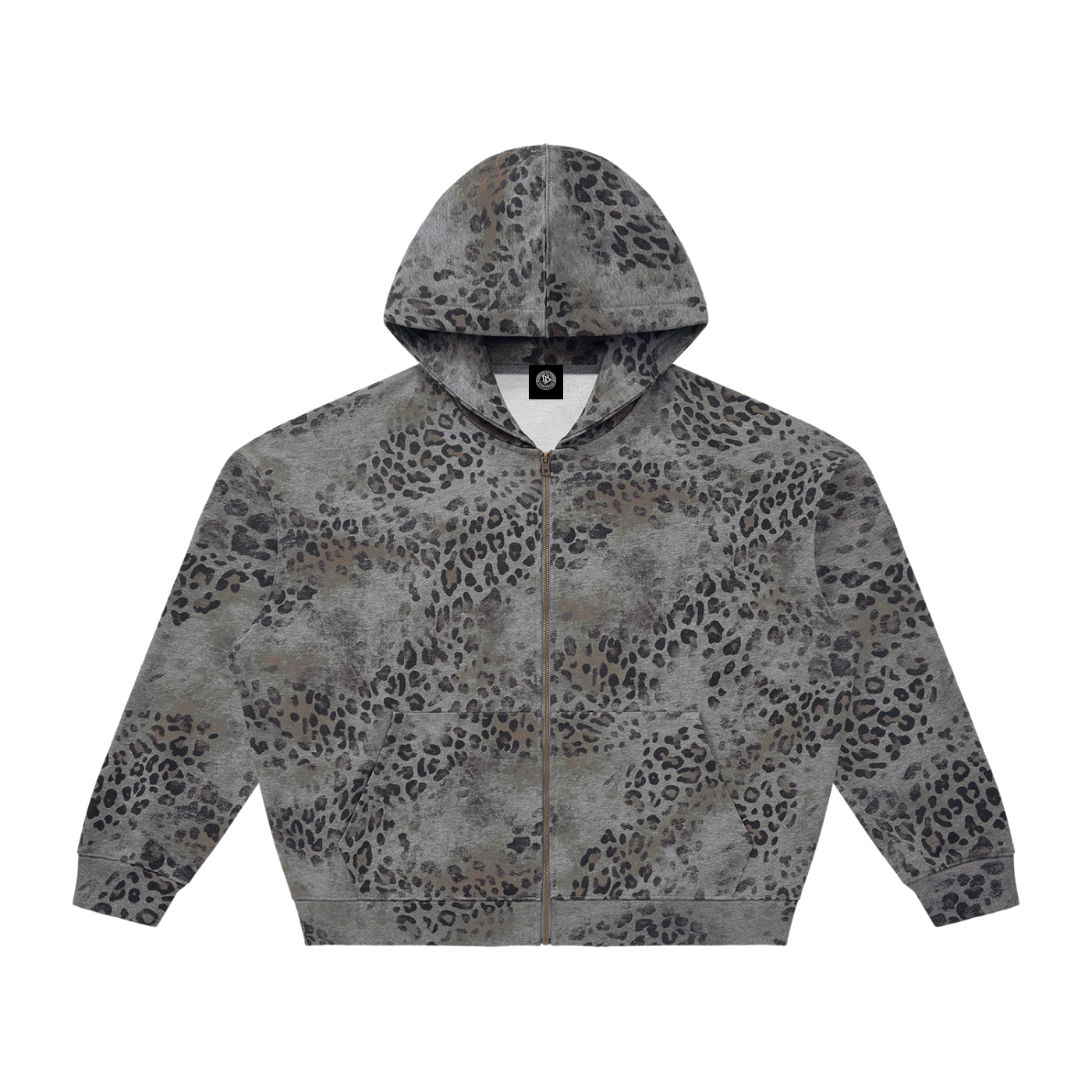 DeLuX  Vintage Wash Leopard Full Zip Hoodie