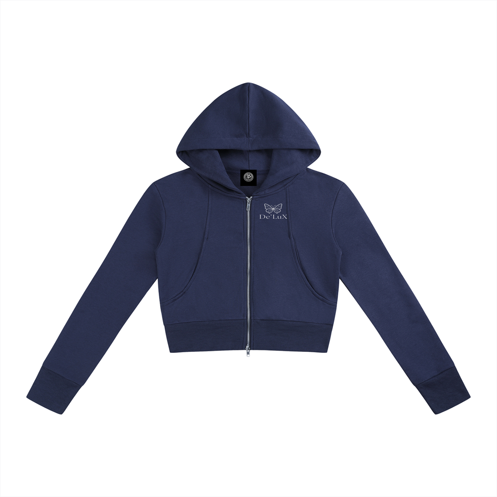 DeLuX Women’s Slim Crop Full Zip Hoodie