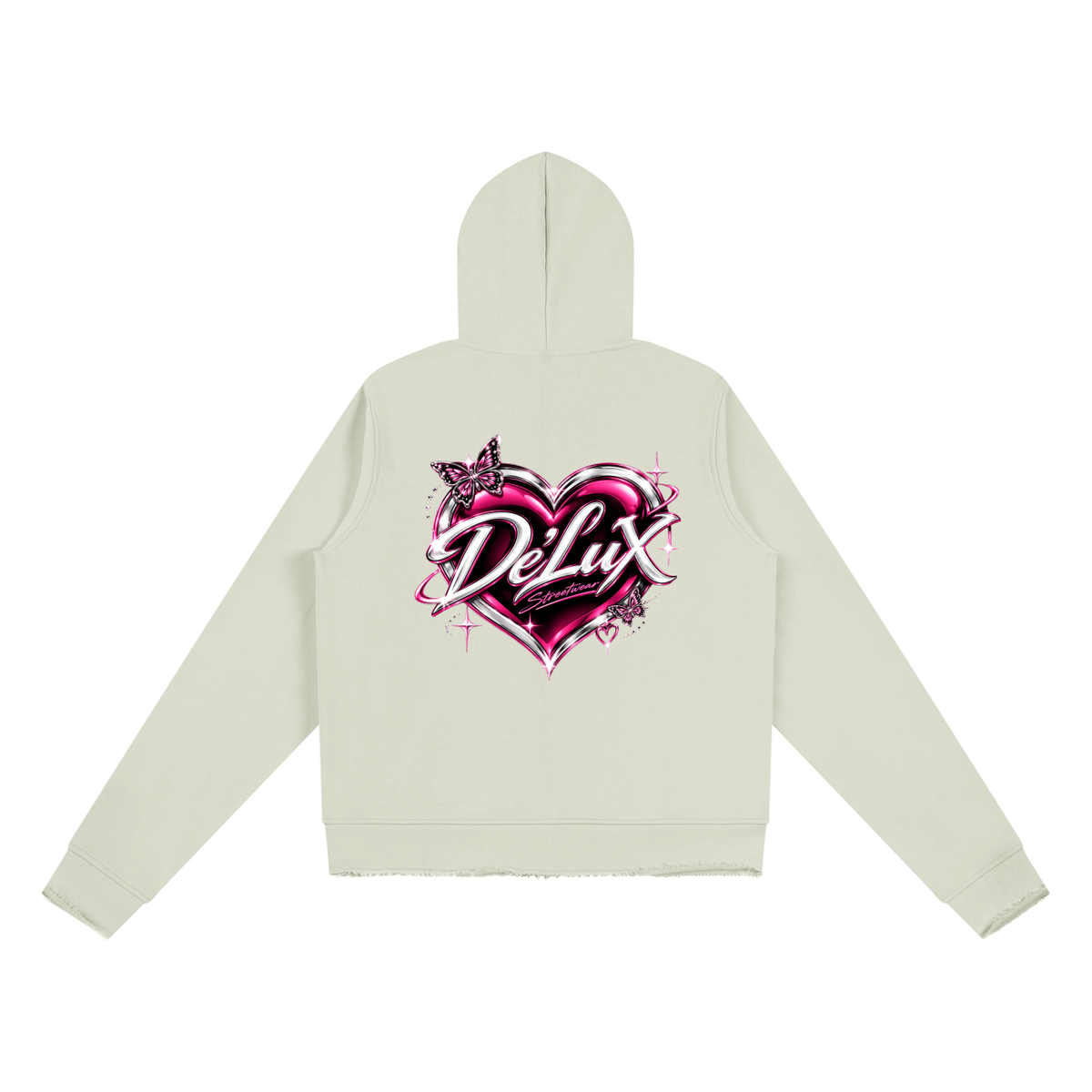 DeLuX Women’s Raw Edge Full Zip Hoodie