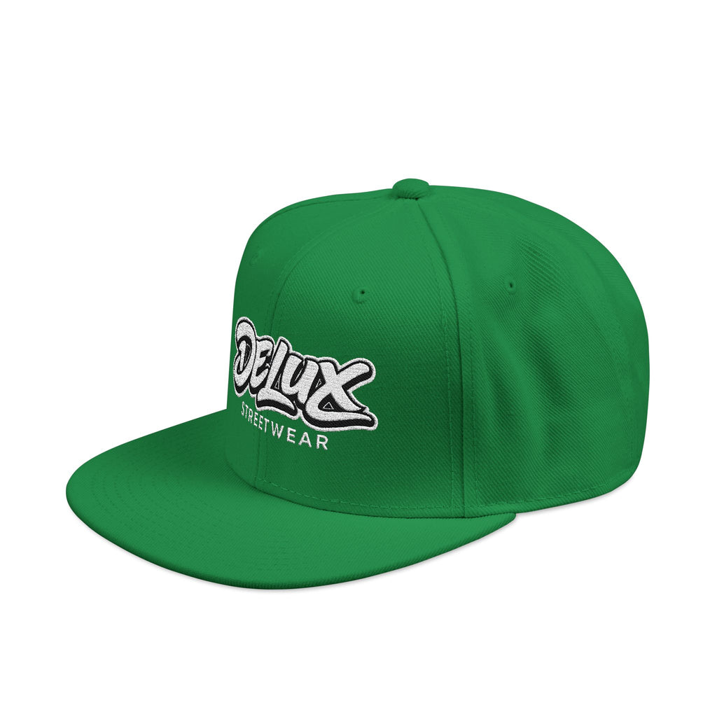 Mens Embroidered 'Delux' Snapback Cap – Streetwear Flat-Brim Hat