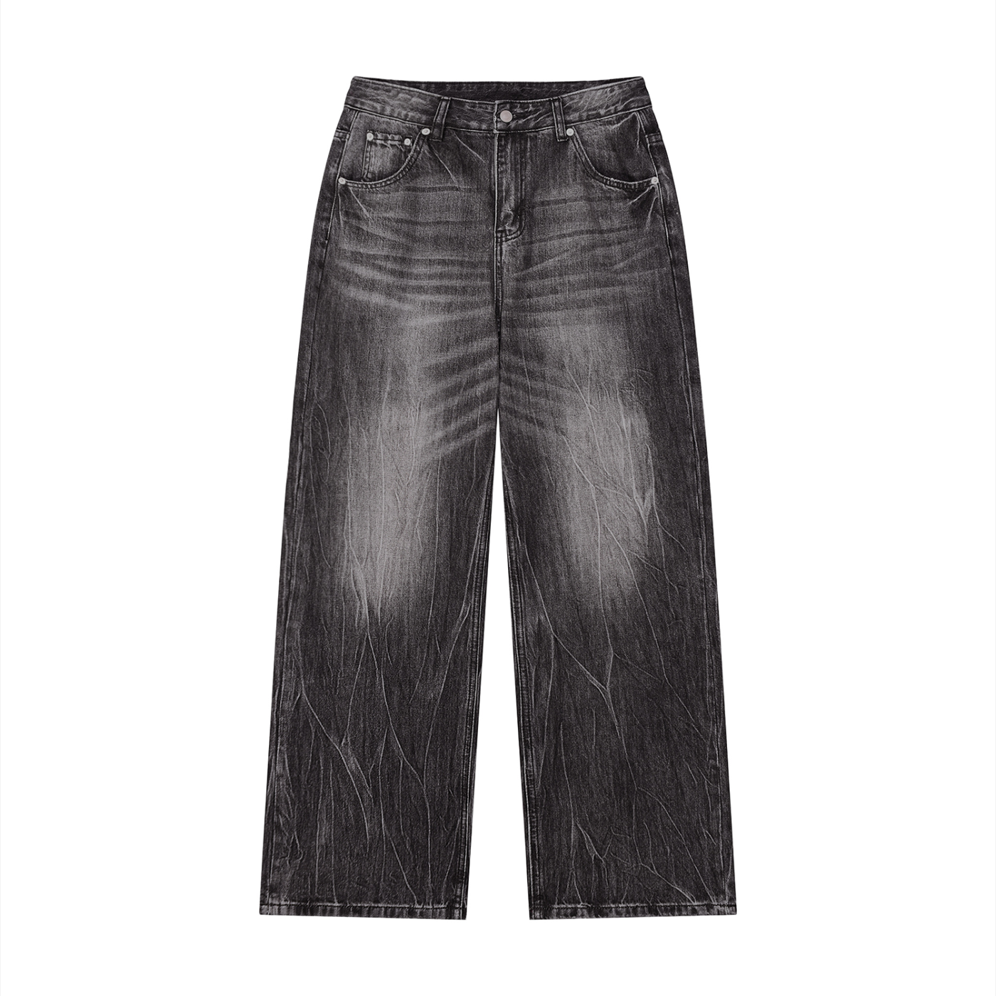 DeLuX Men’s Vintage Wash Wide Leg Jeans